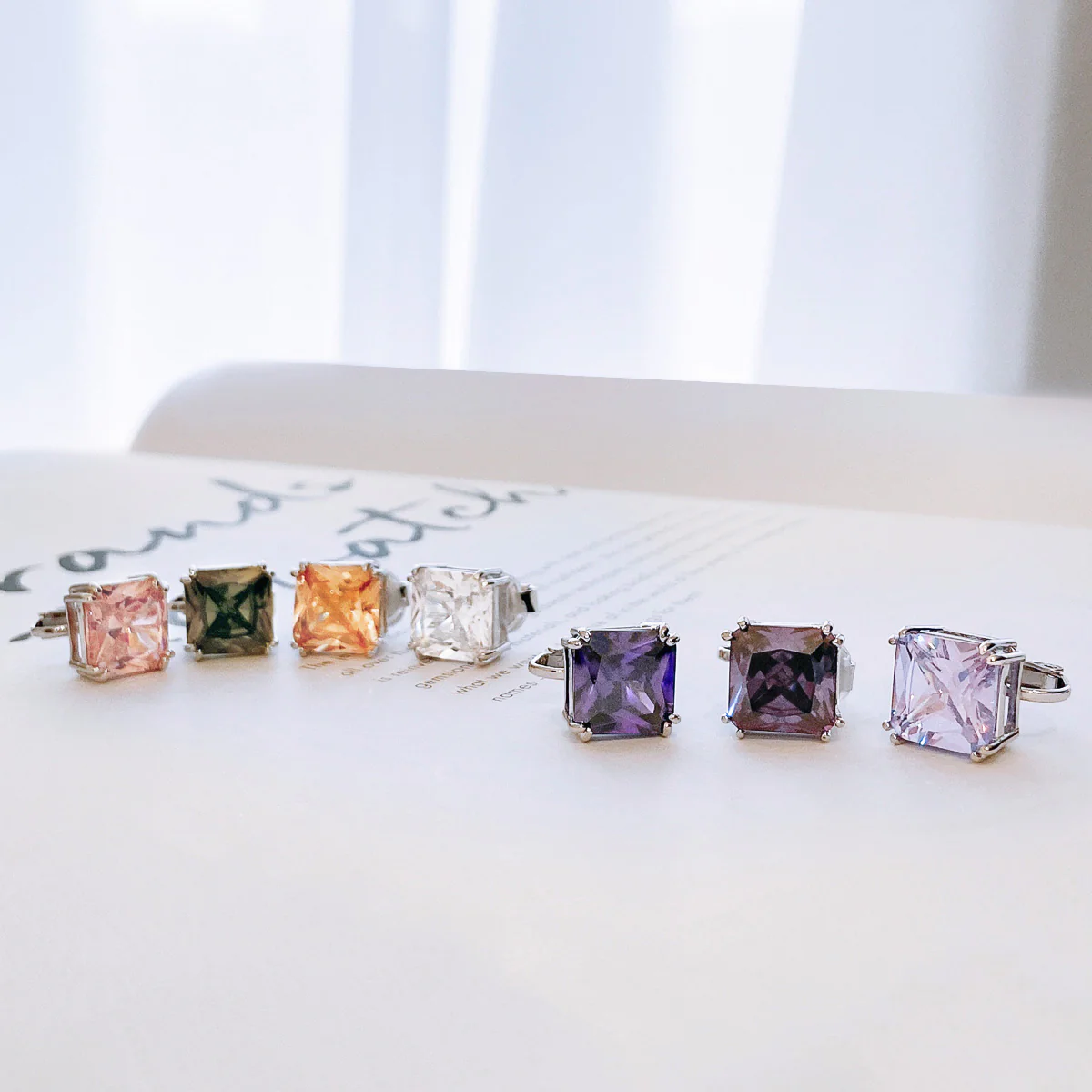 12MM Princess Cut Cubic Zirconia Aqua Blue CZ Solitaire Statement Clip On Stud Earrings Non Pierced - Image 47