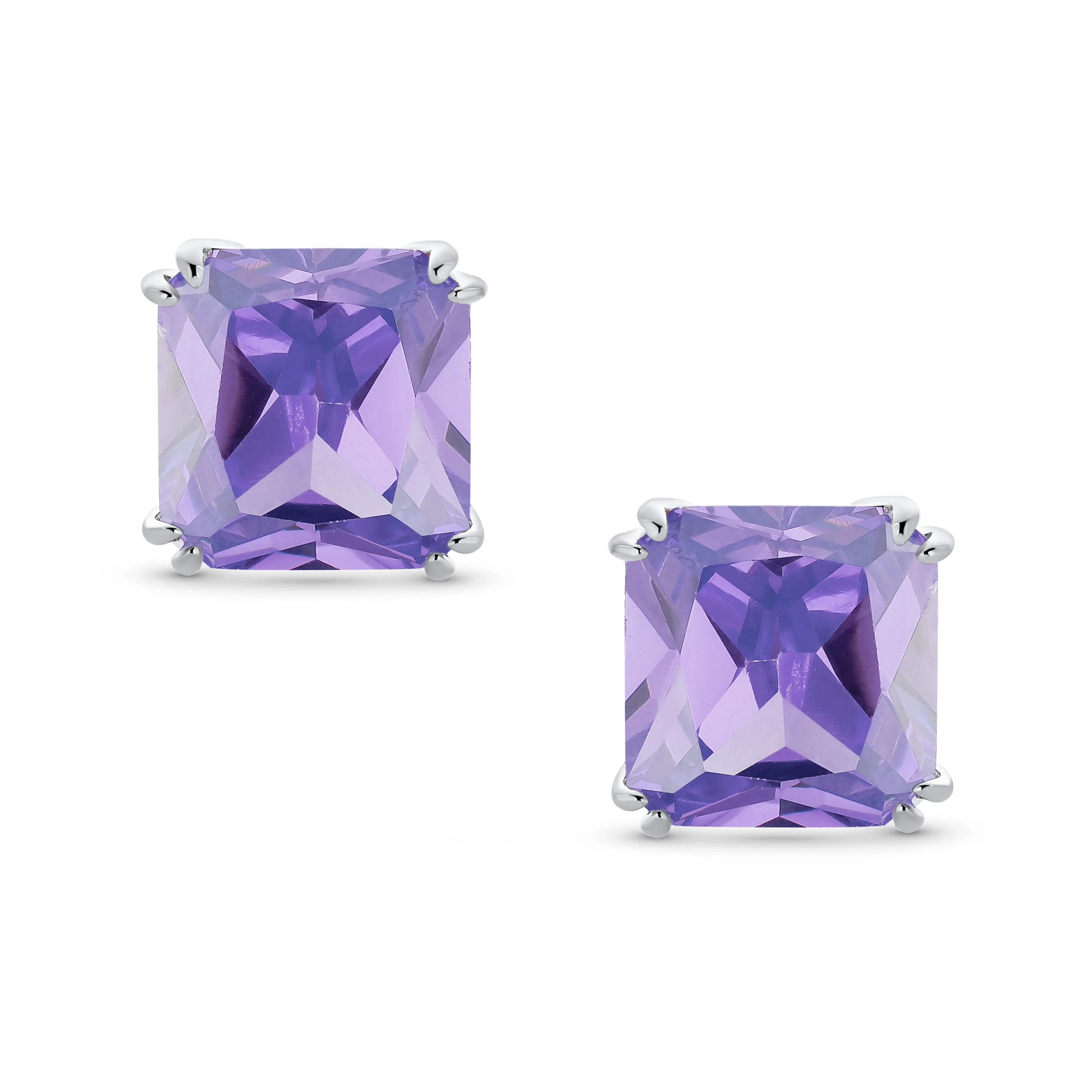 12MM Princess Cut Cubic Zirconia Aqua Blue CZ Solitaire Statement Clip On Stud Earrings Non Pierced - Image 9