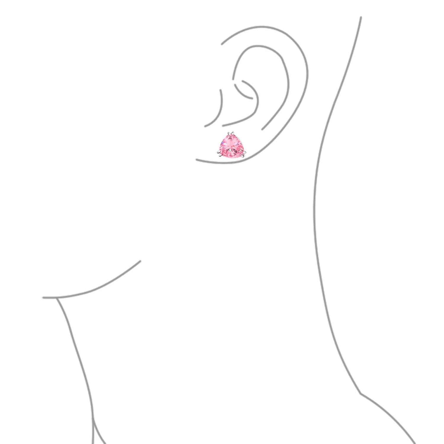 Traditional Large Triangle CZ Solitaire Clip-On Earrings Silver Plated 12MM - Image 11