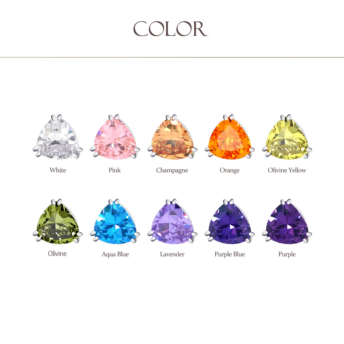 Traditional Large Triangle CZ Solitaire Clip-On Earrings Silver Plated 12MM - Image 17