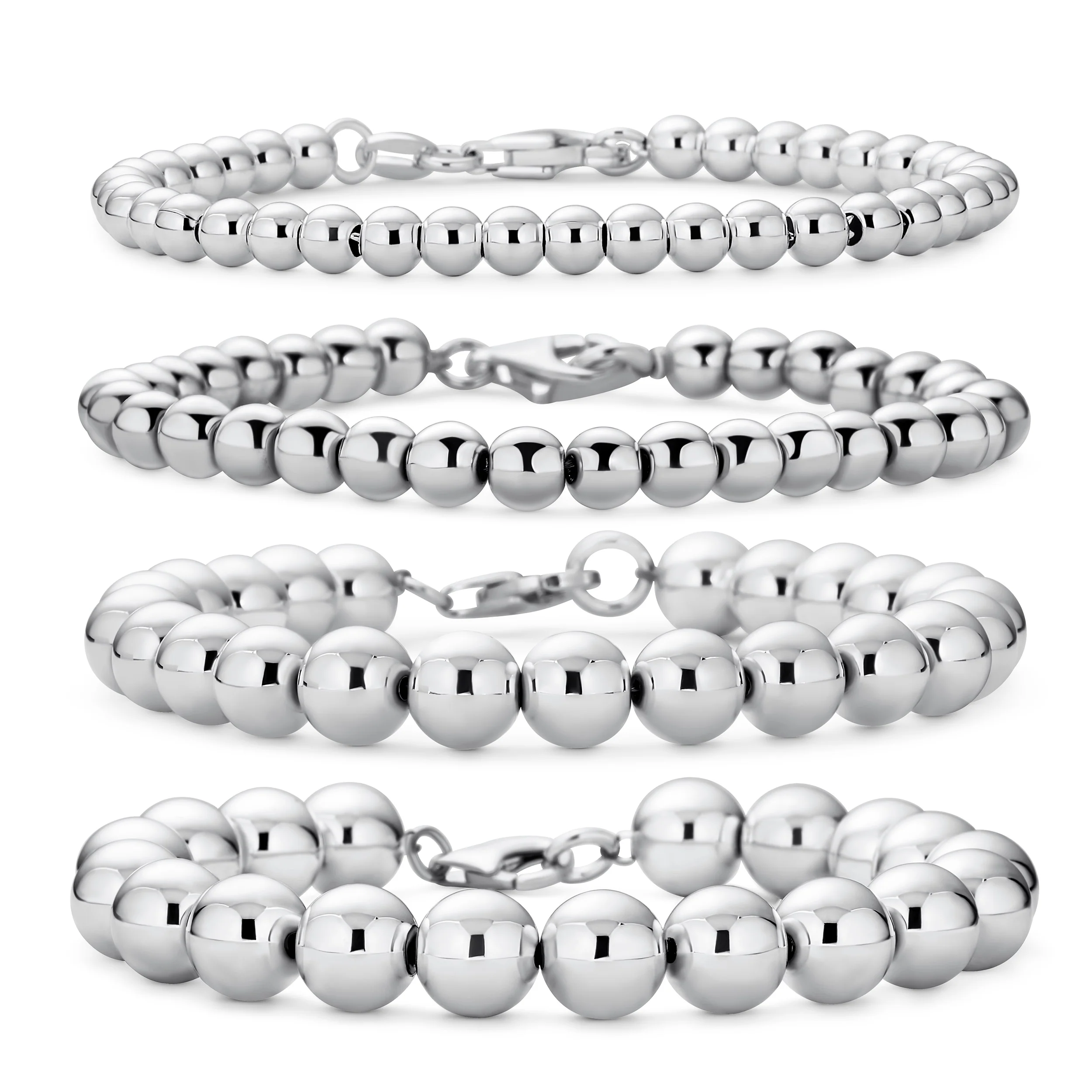 Traditional Light Weight .925 Sterling Silver Bead 4MM Ball Bracelet 7 Inch