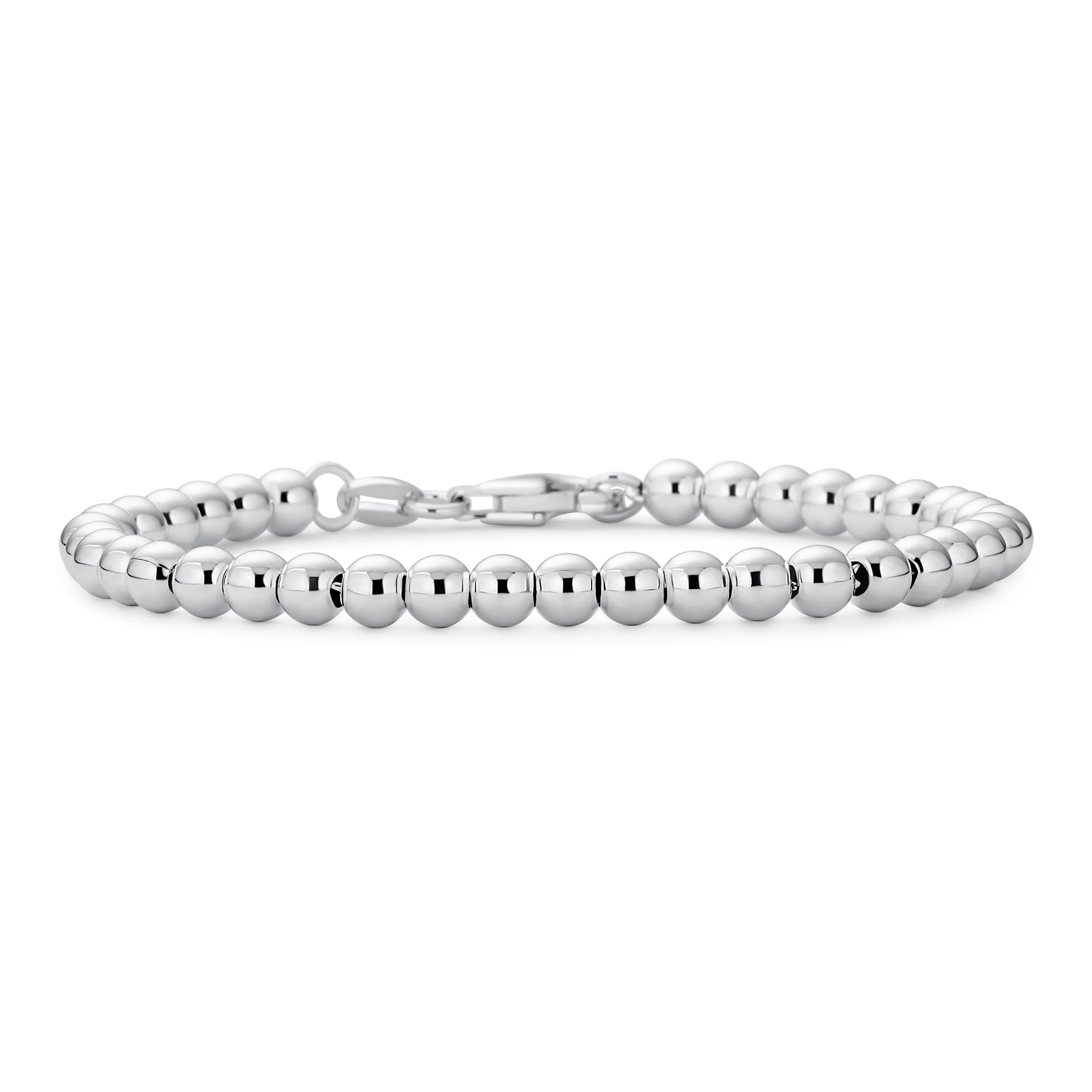 Traditional Light Weight .925 Sterling Silver Bead 4MM Ball Bracelet 7 Inch - Image 3