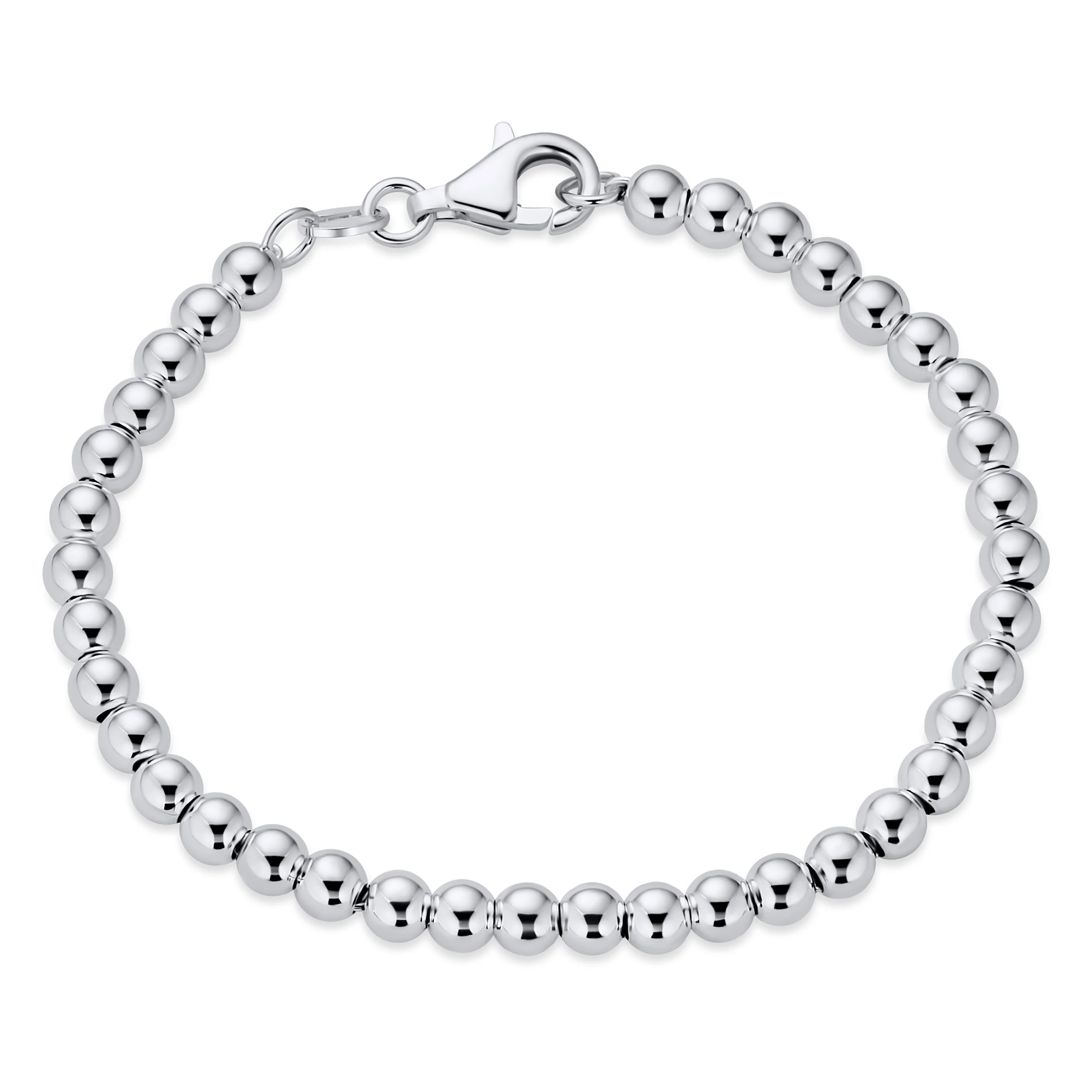Traditional Light Weight .925 Sterling Silver Bead 4MM Ball Bracelet 7 Inch - Image 4