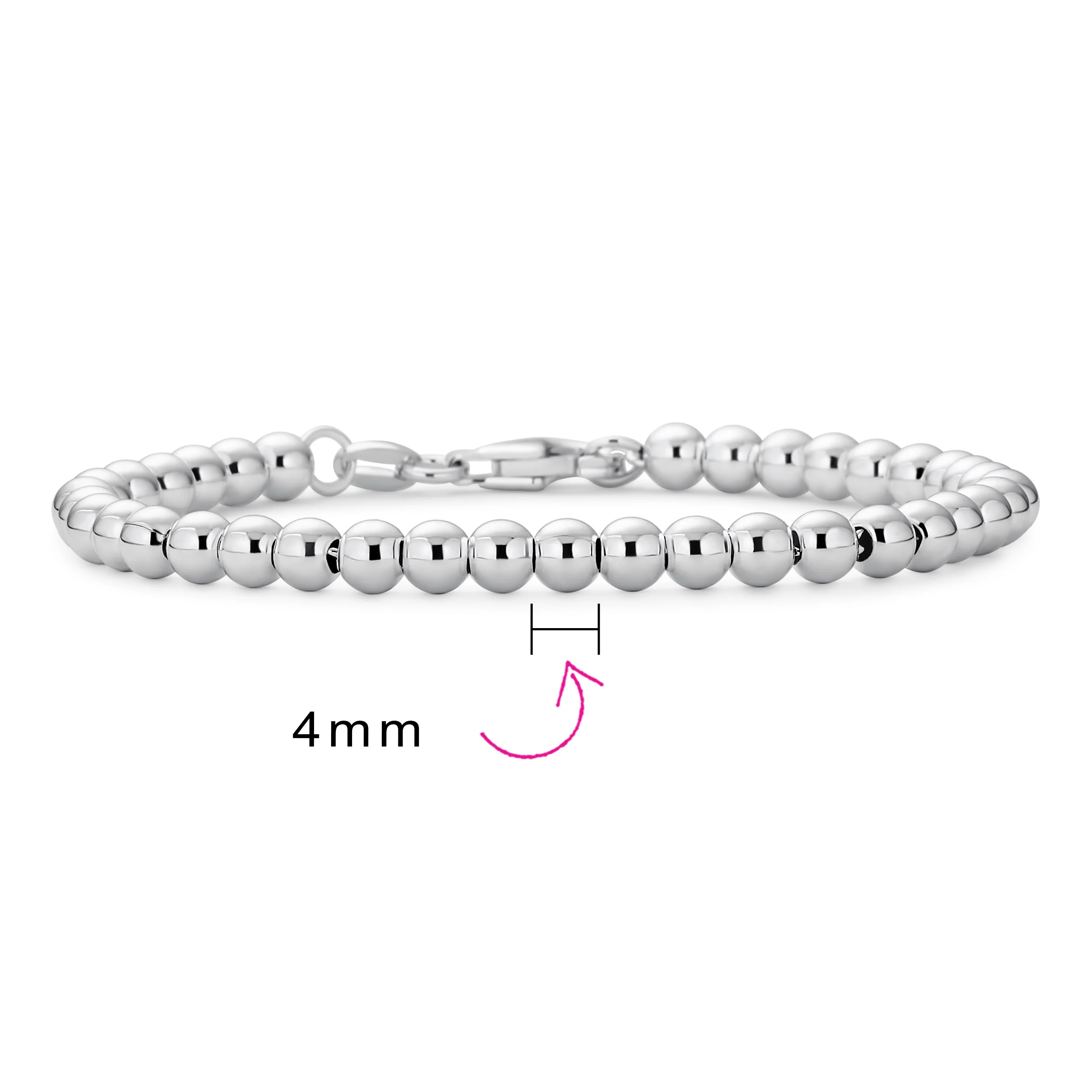 Traditional Light Weight .925 Sterling Silver Bead 4MM Ball Bracelet 7 Inch - Image 6