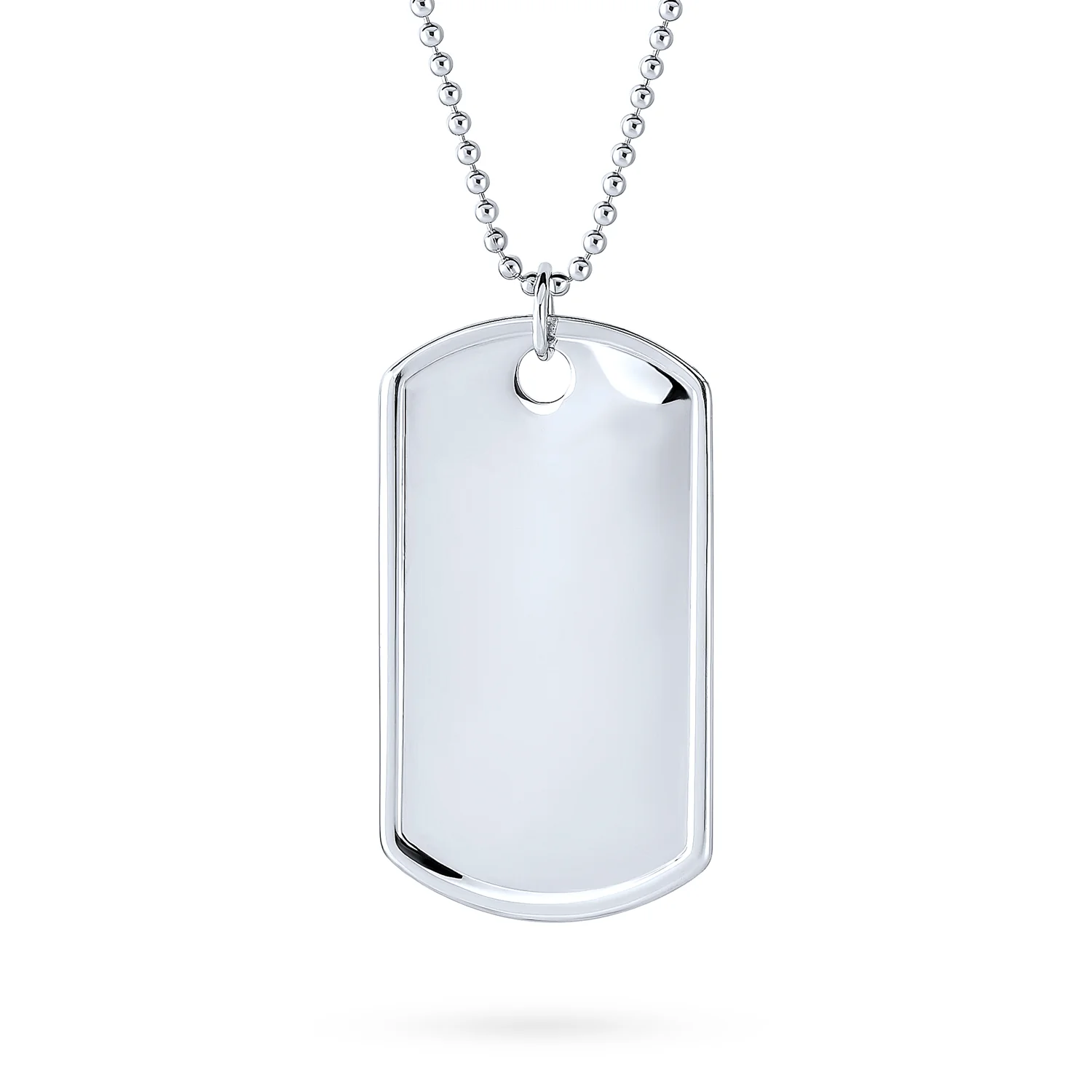 X-Large Military Dog Tag Pendant Necklace Sterling Silver 20 Inch Ball Chain - Image 3