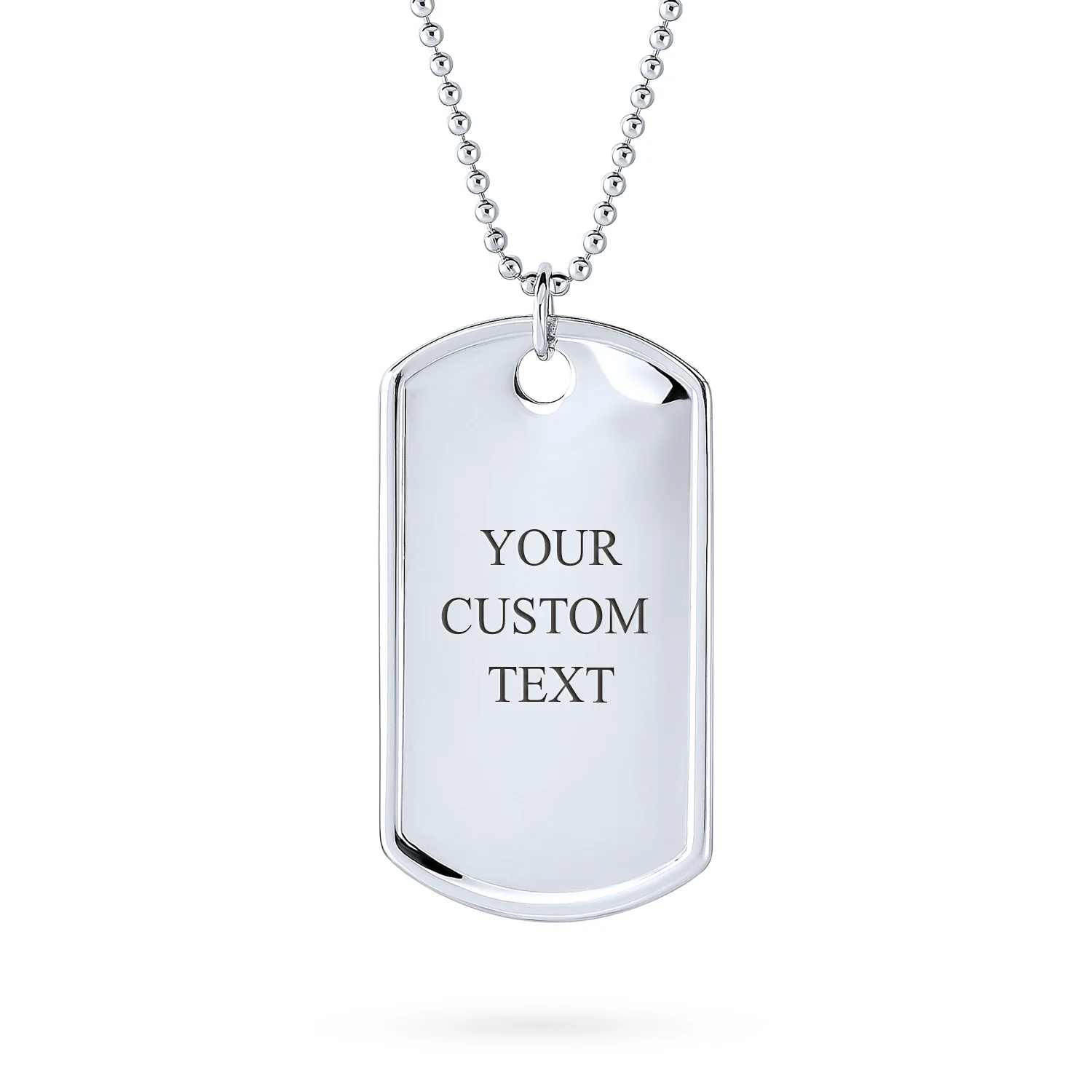 X-Large Military Dog Tag Pendant Necklace Sterling Silver 20 Inch Ball Chain - Image 6