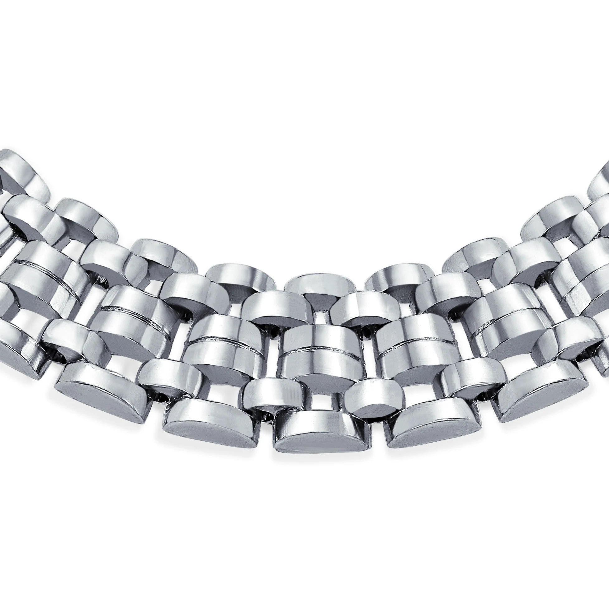 Traditional Panther Link Chain Collar Statement Necklace Gold or Silver Plated - Image 2