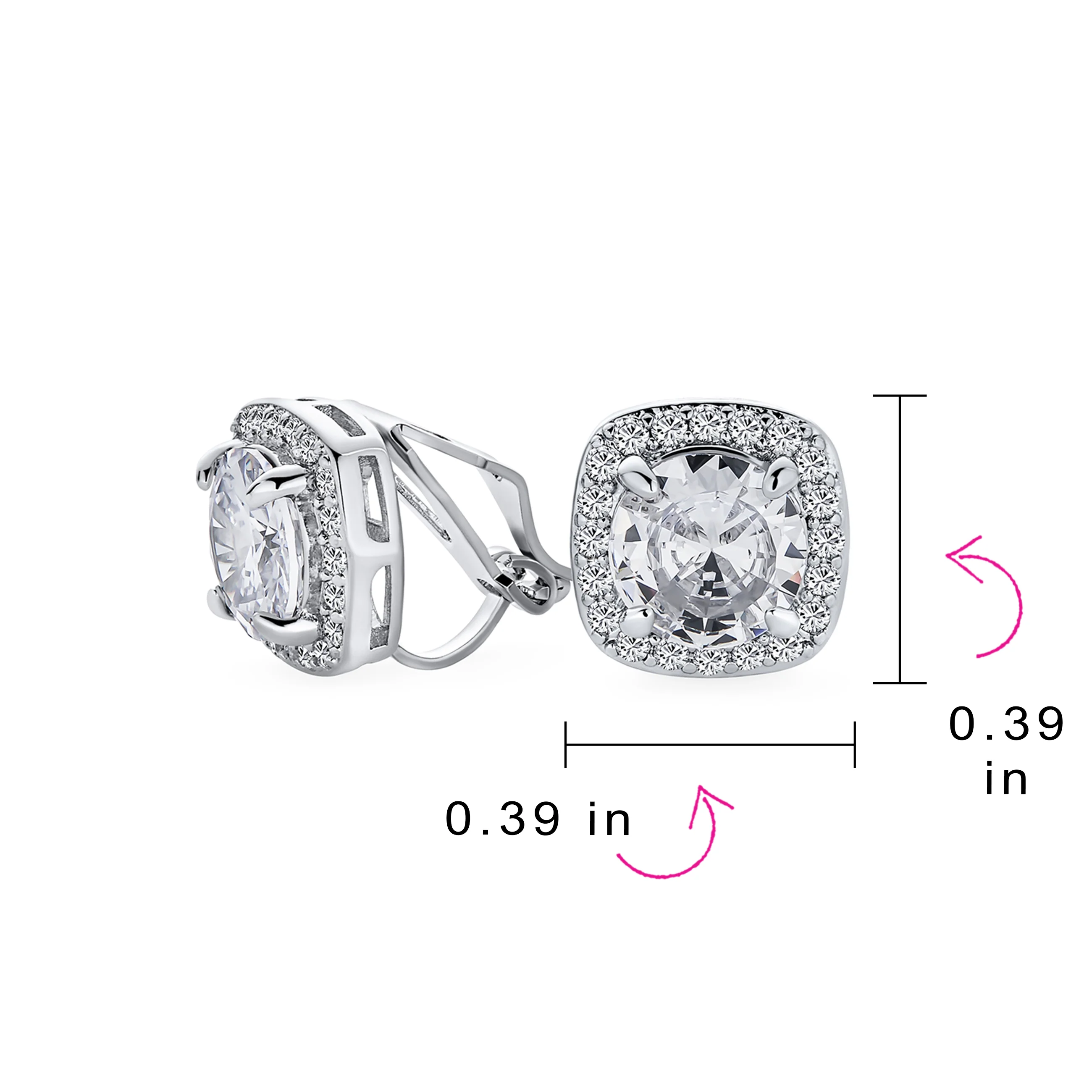 Traditional 2CT Round CZ Solitaire Halo Clip-On Earrings GoldSilver Non-Pierced - Image 16