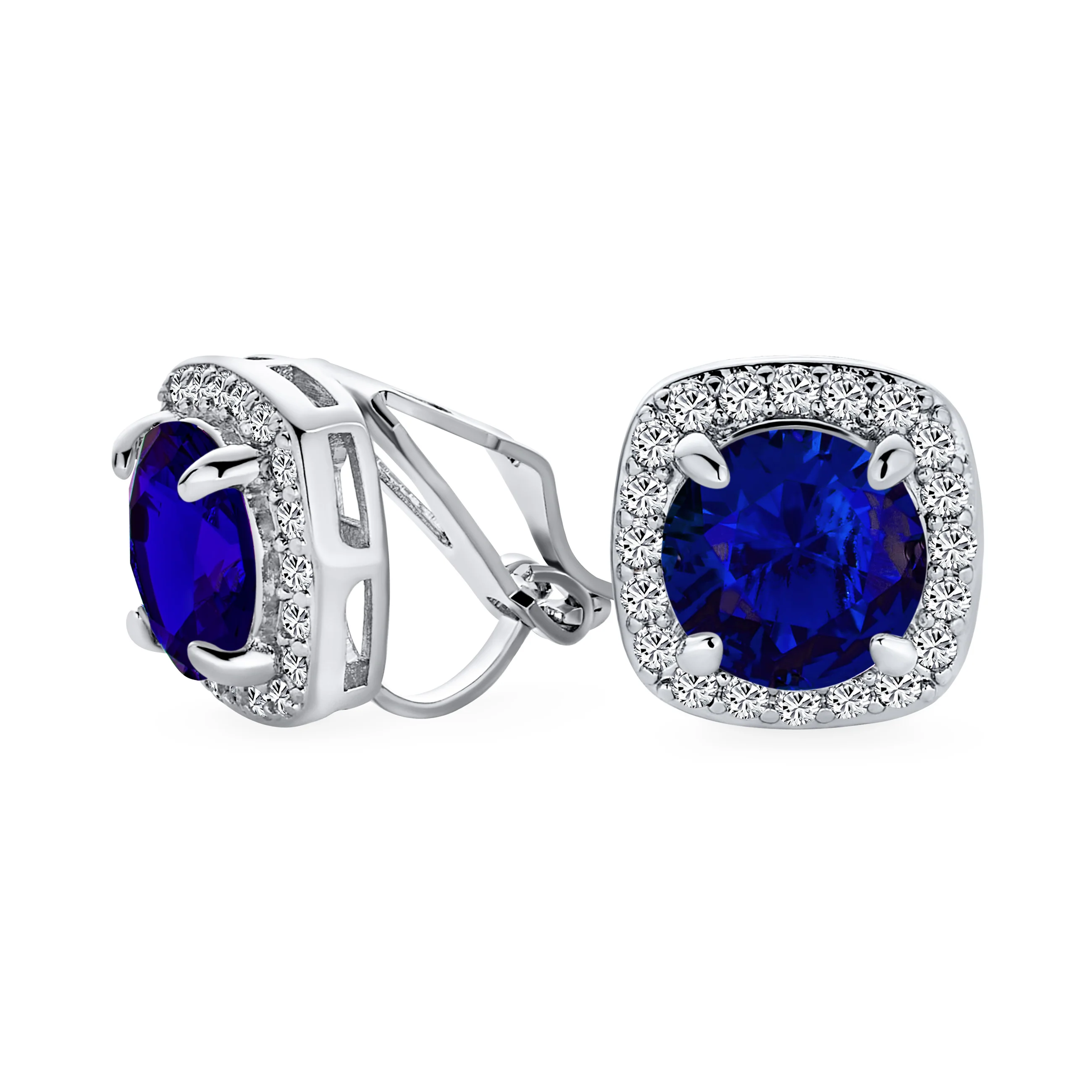 Traditional 2CT Round CZ Solitaire Halo Clip-On Earrings GoldSilver Non-Pierced - Image 2