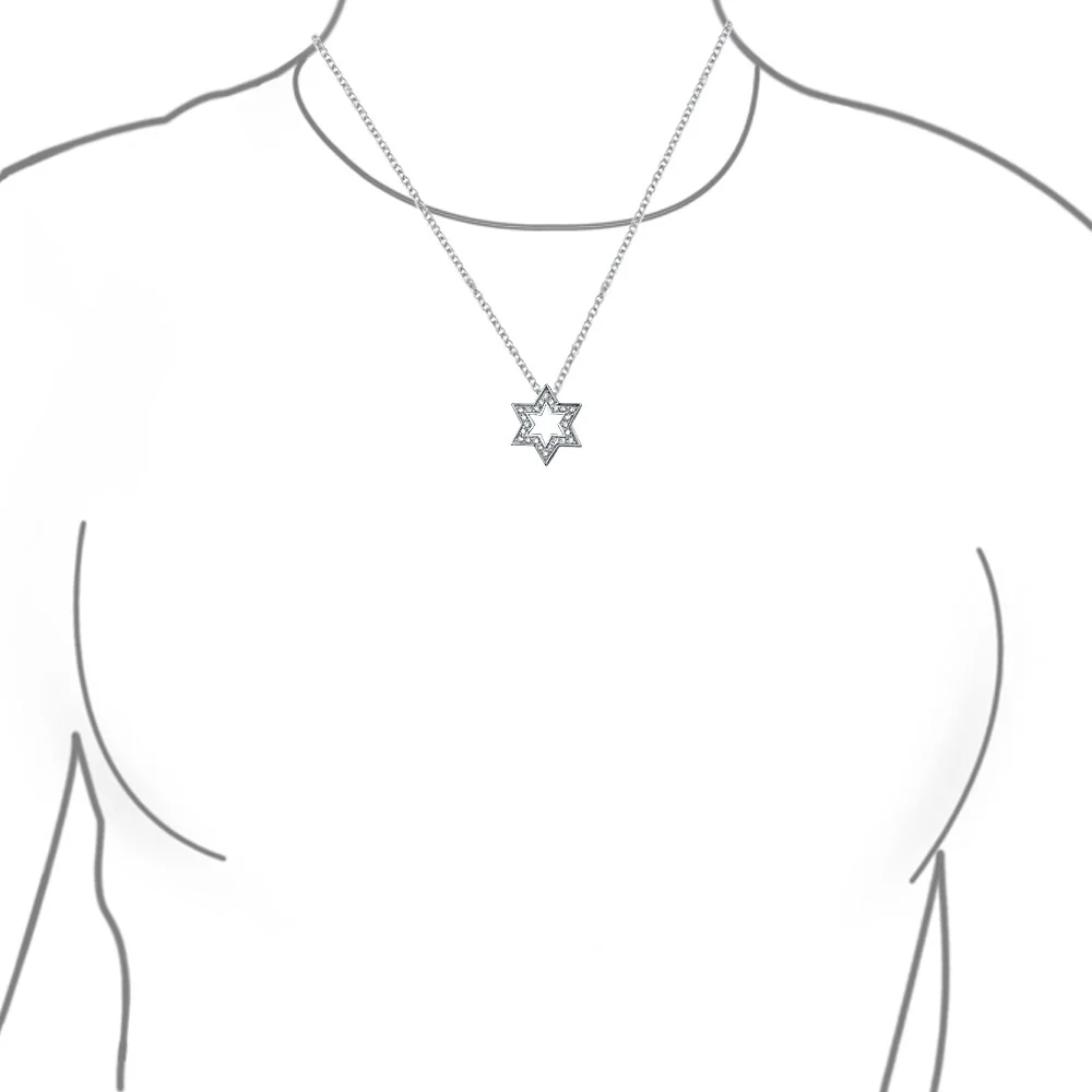 Traditional Star of David Pendant Necklace CZ Accent Sterling Silver Bat Mitzvah - Image 3