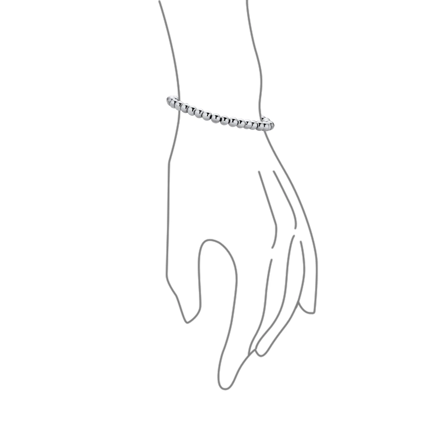 Classic Hand Strung 6MM Bead Ball Strand Bracelet .925 Sterling Silver 7 Inch - Image 3