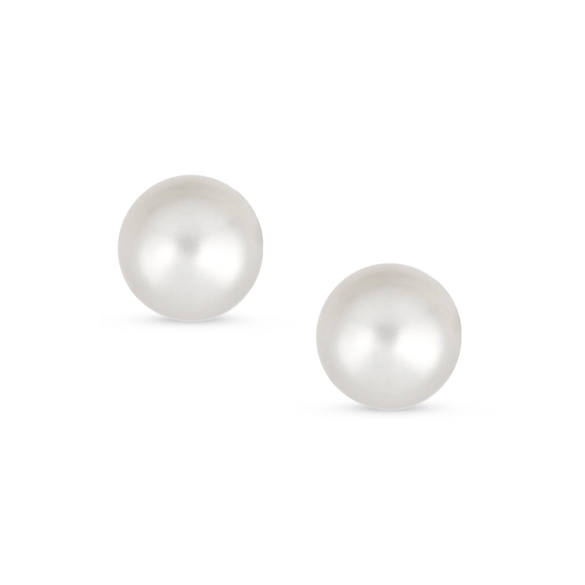 Tiny 10K Gold Freshwater Cultured Button Pearl Stud Earrings June Birthstone - Image 3