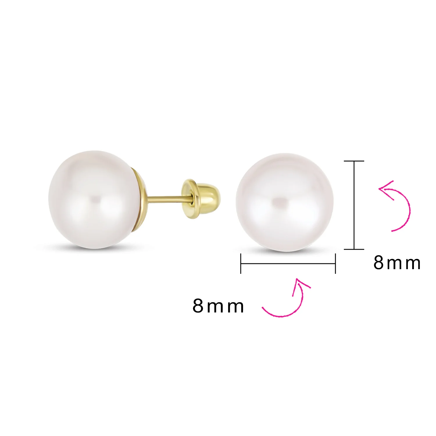 Tiny 10K Gold Freshwater Cultured Button Pearl Stud Earrings June Birthstone - Image 8