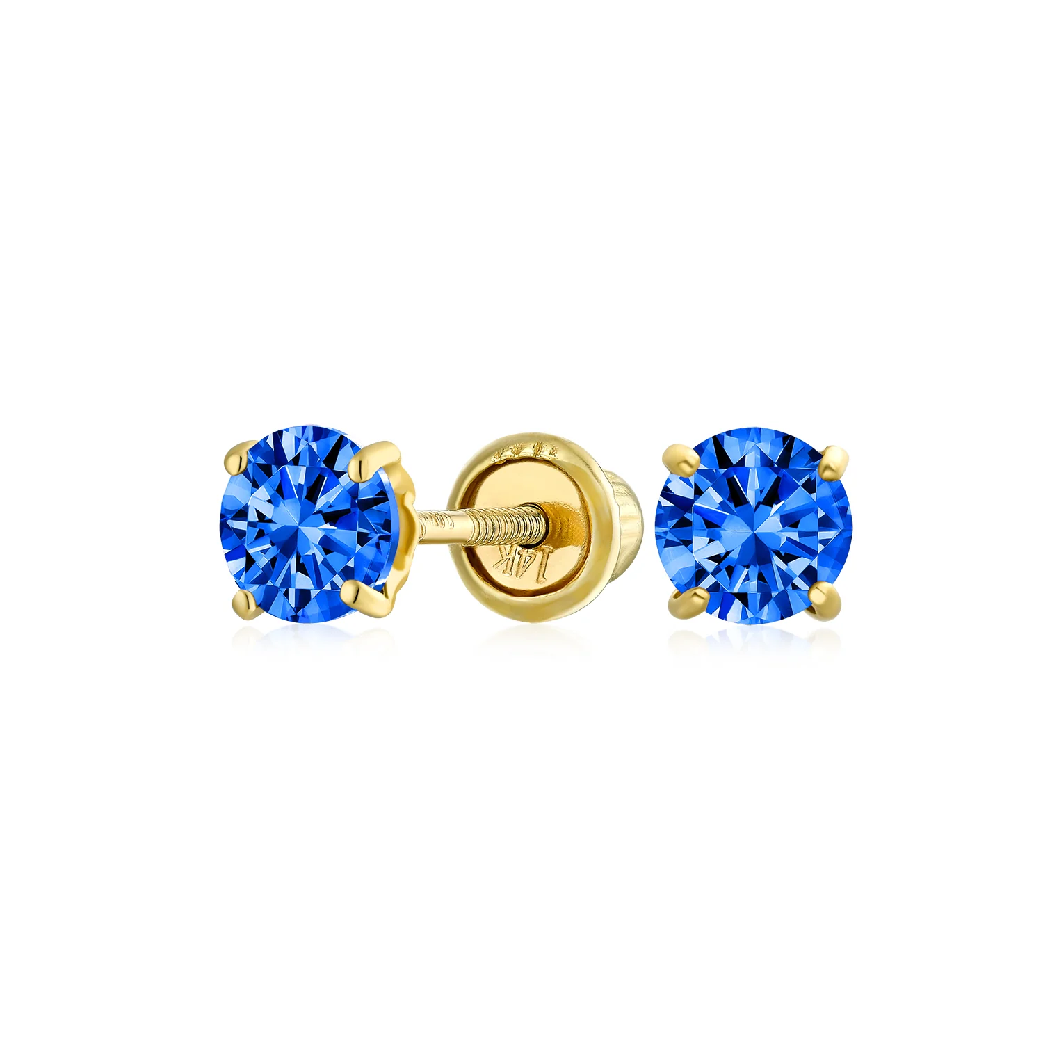 Traditional Tiny CZ Stud Earrings 14K Gold Solitaire Screw Back 3MM 4MM - Image 10