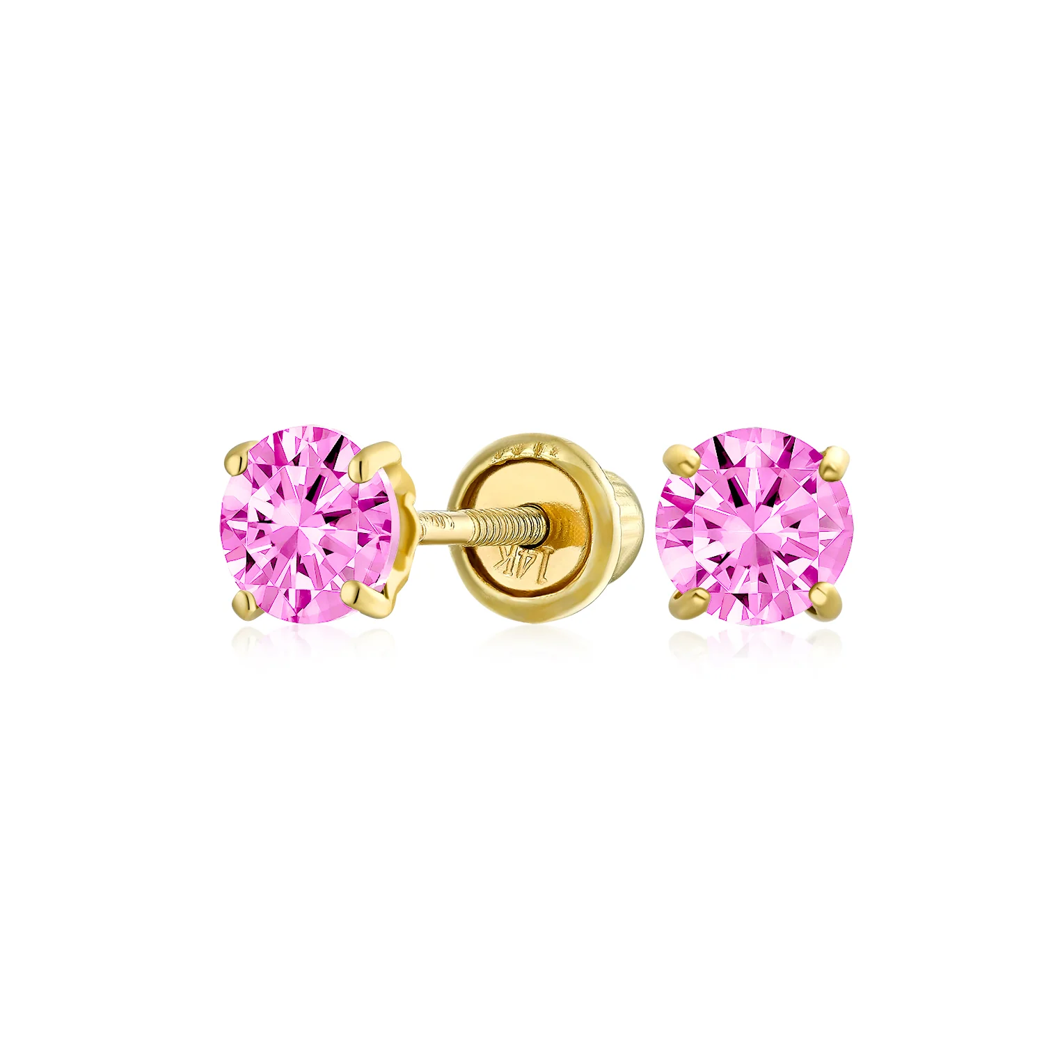 Traditional Tiny CZ Stud Earrings 14K Gold Solitaire Screw Back 3MM 4MM - Image 11