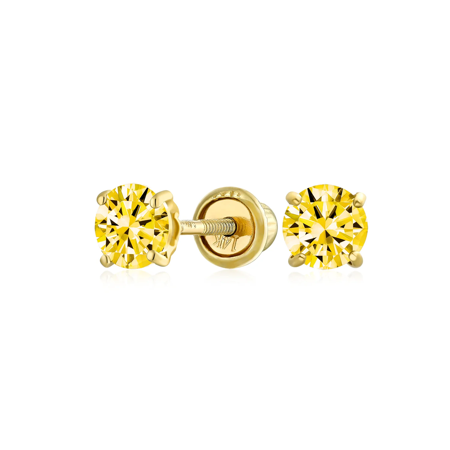 Traditional Tiny CZ Stud Earrings 14K Gold Solitaire Screw Back 3MM 4MM - Image 12