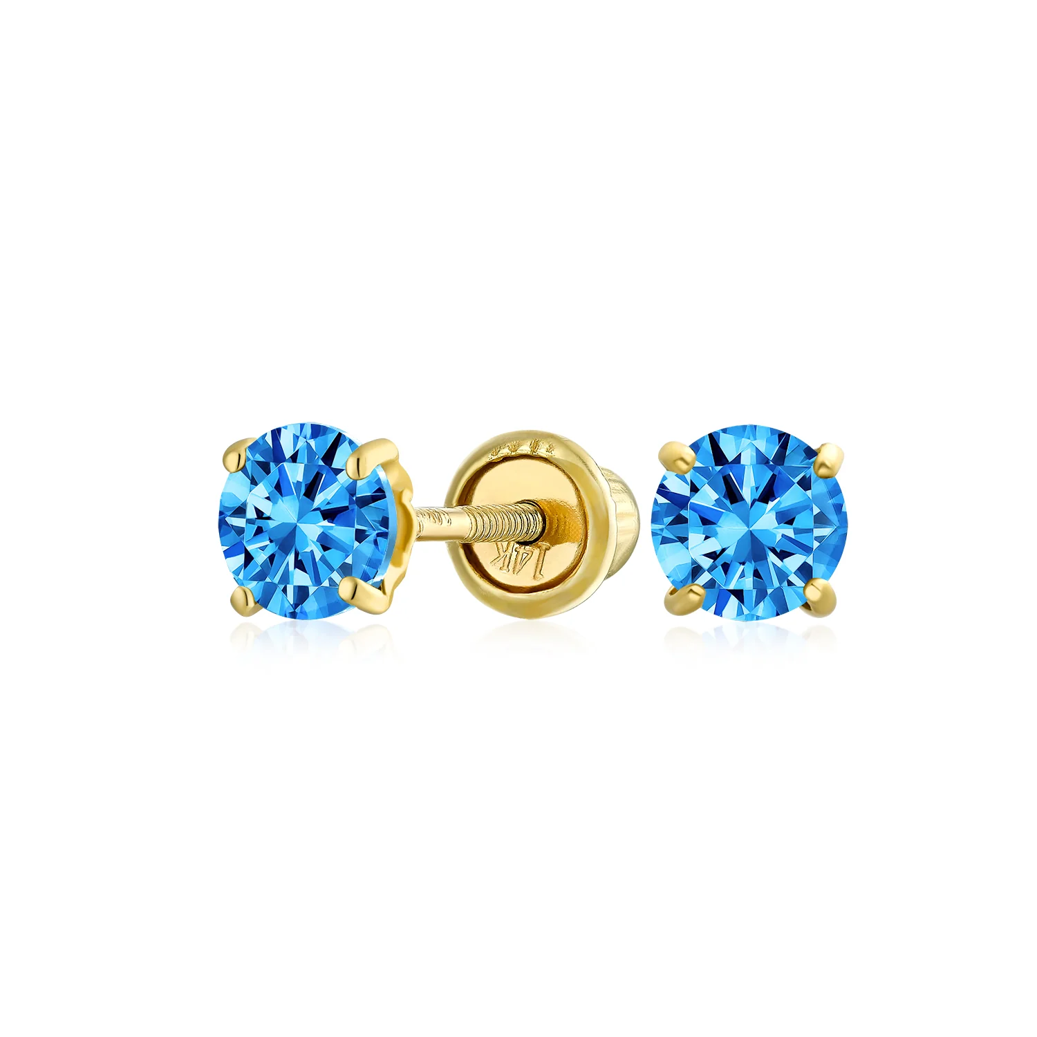 Traditional Tiny CZ Stud Earrings 14K Gold Solitaire Screw Back 3MM 4MM - Image 13