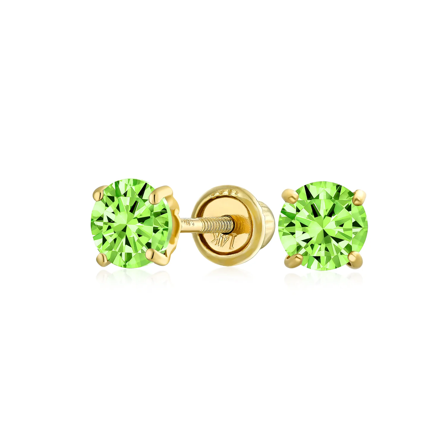 Traditional Tiny CZ Stud Earrings 14K Gold Solitaire Screw Back 3MM 4MM - Image 3