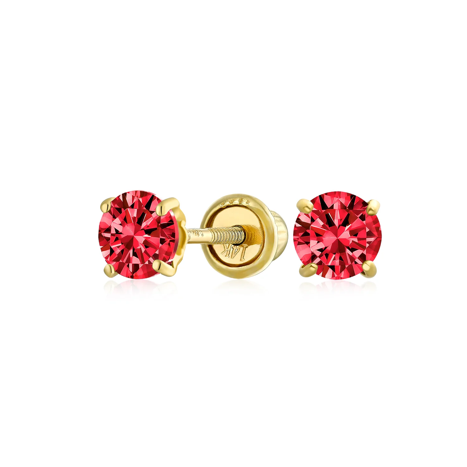 Traditional Tiny CZ Stud Earrings 14K Gold Solitaire Screw Back 3MM 4MM - Image 5