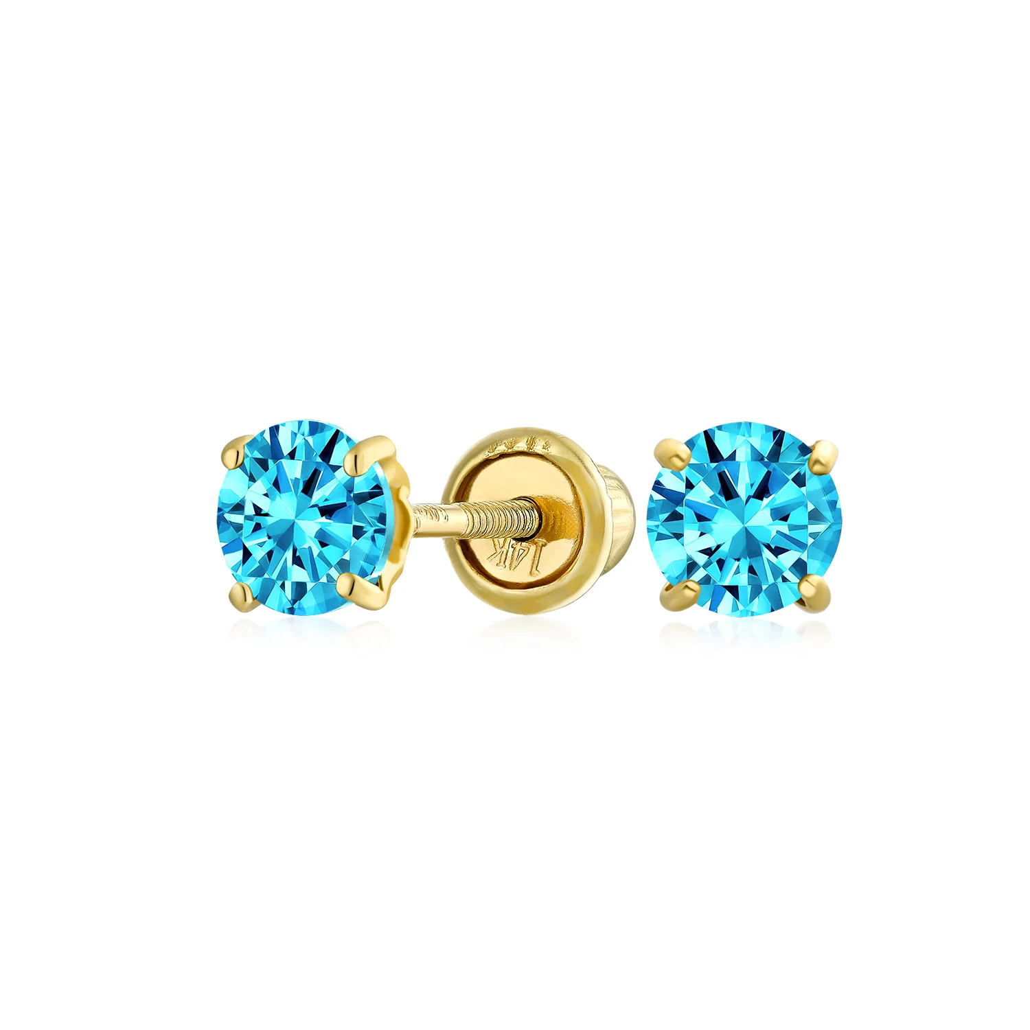 Traditional Tiny CZ Stud Earrings 14K Gold Solitaire Screw Back 3MM 4MM - Image 6