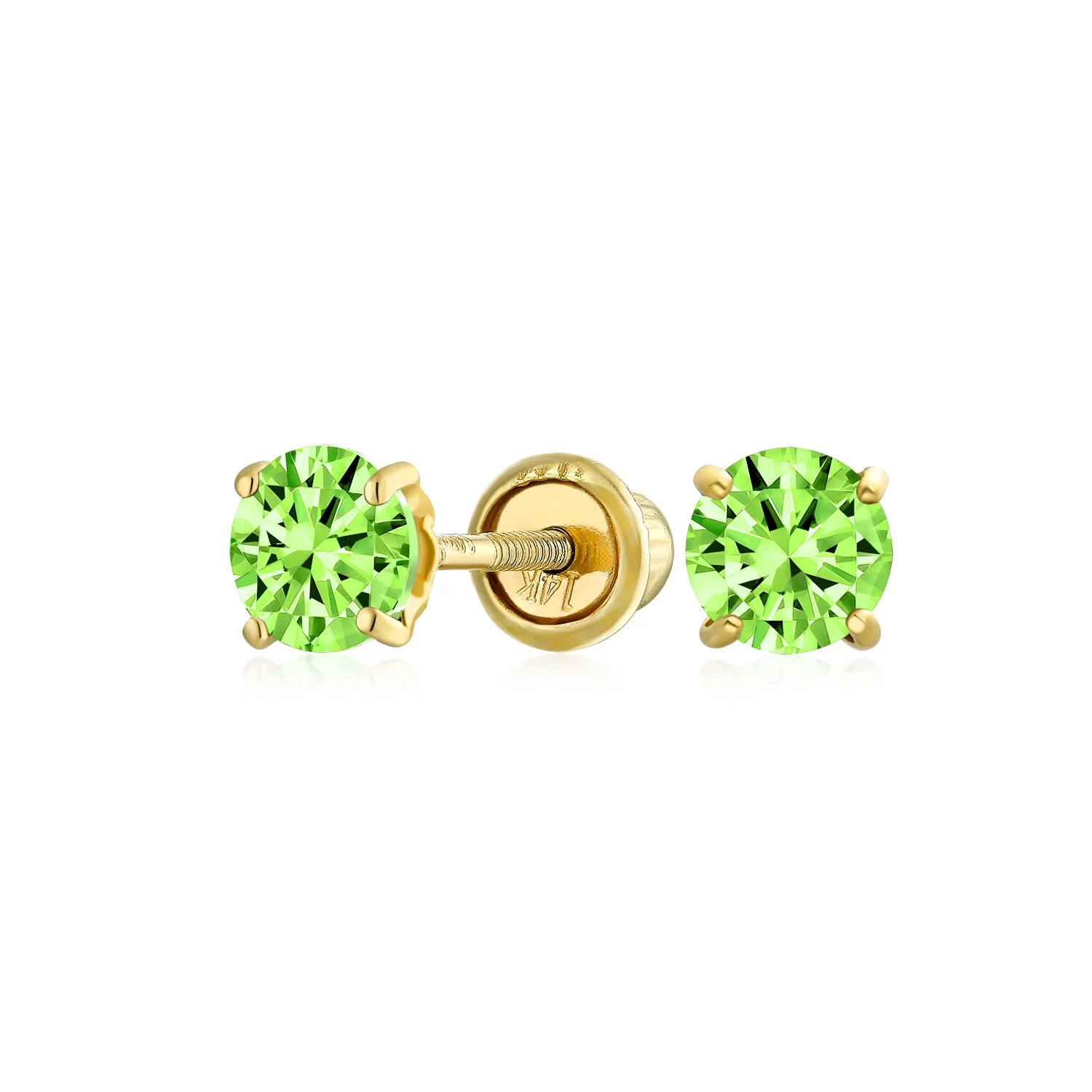 Traditional Tiny CZ Stud Earrings 14K Gold Solitaire Screw Back 3MM 4MM - Image 9