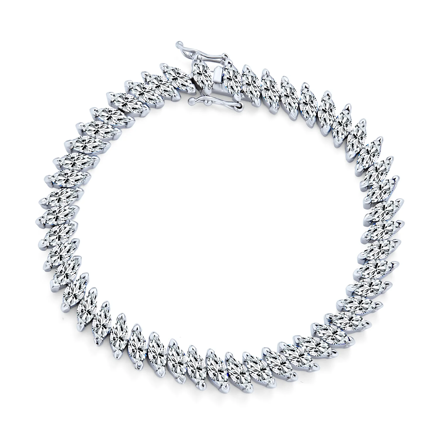 Alternating Marquise Shape Cubic Zirconia CZ 25 CTW Statement Tennis Bracelet