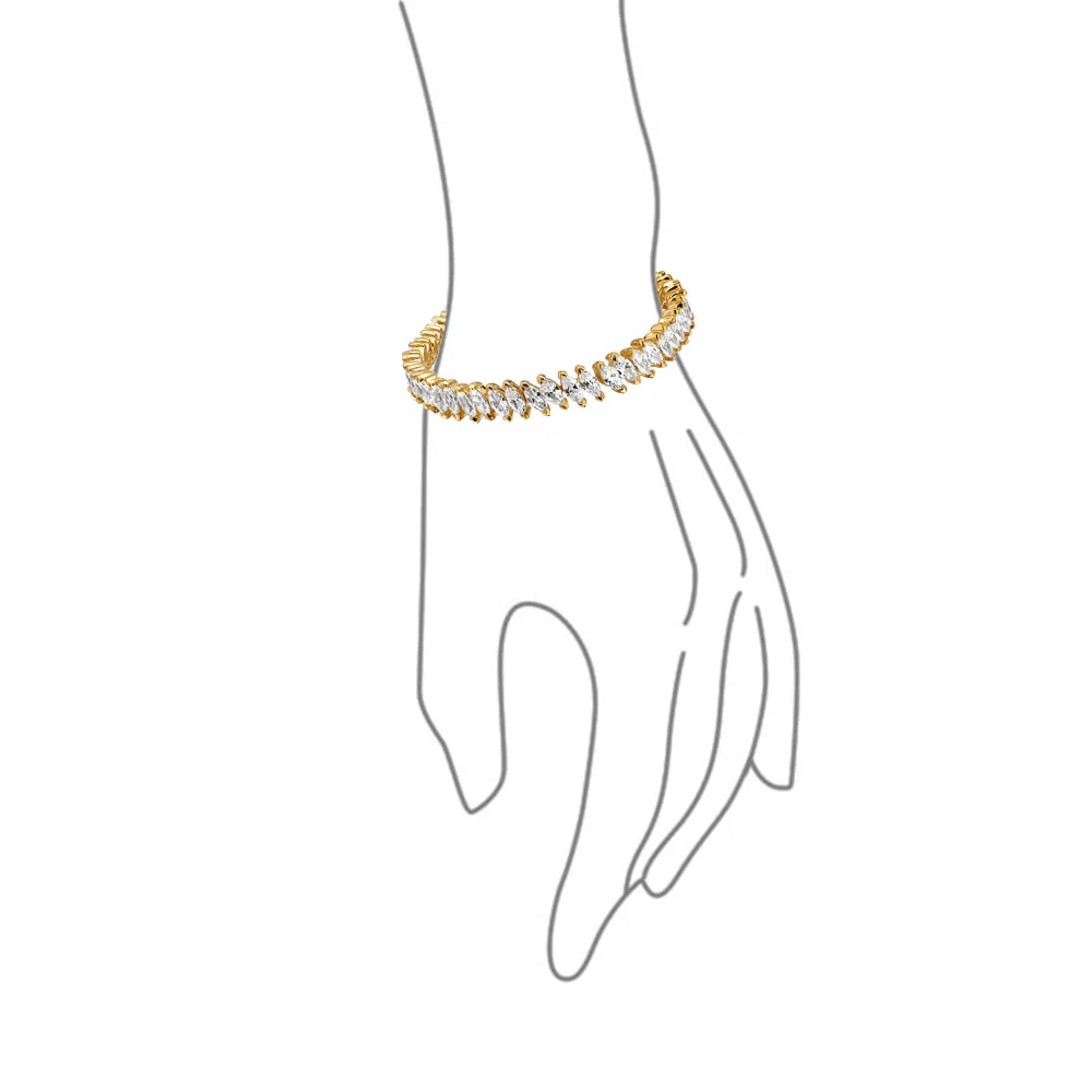 Alternating Marquise Shape Cubic Zirconia CZ 25 CTW Statement Tennis Bracelet - Image 10