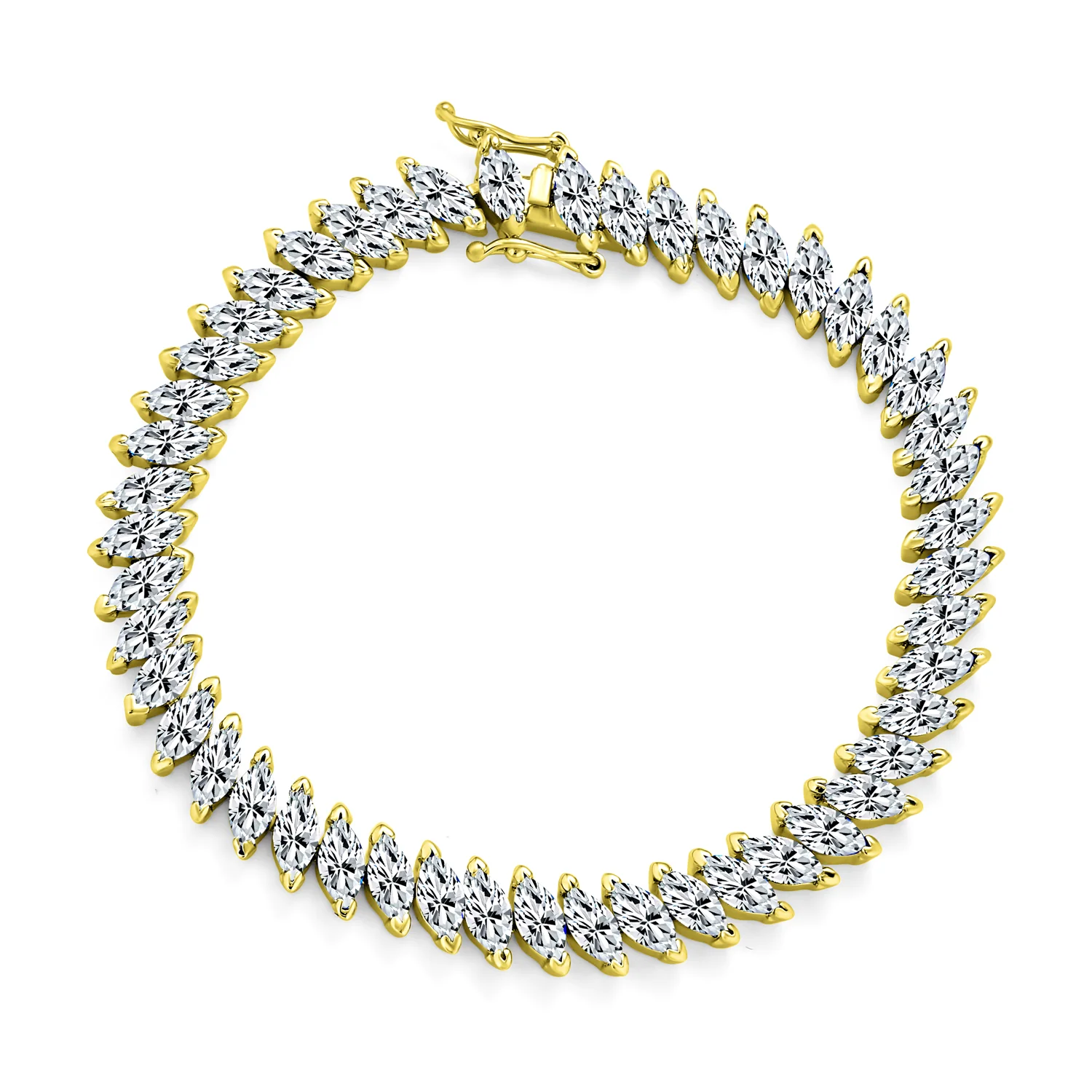 Alternating Marquise Shape Cubic Zirconia CZ 25 CTW Statement Tennis Bracelet - Image 2