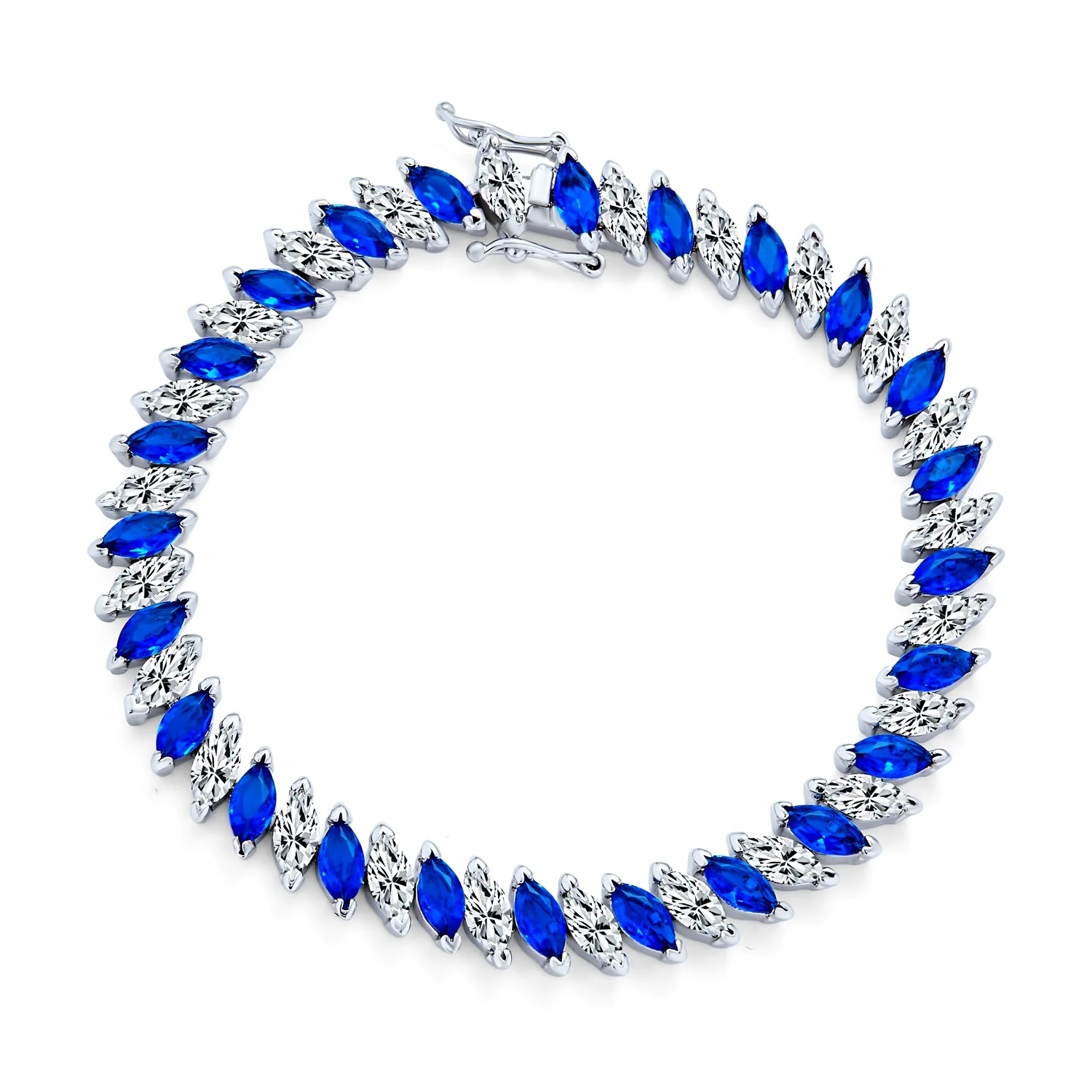Alternating Marquise Shape Cubic Zirconia CZ 25 CTW Statement Tennis Bracelet - Image 3