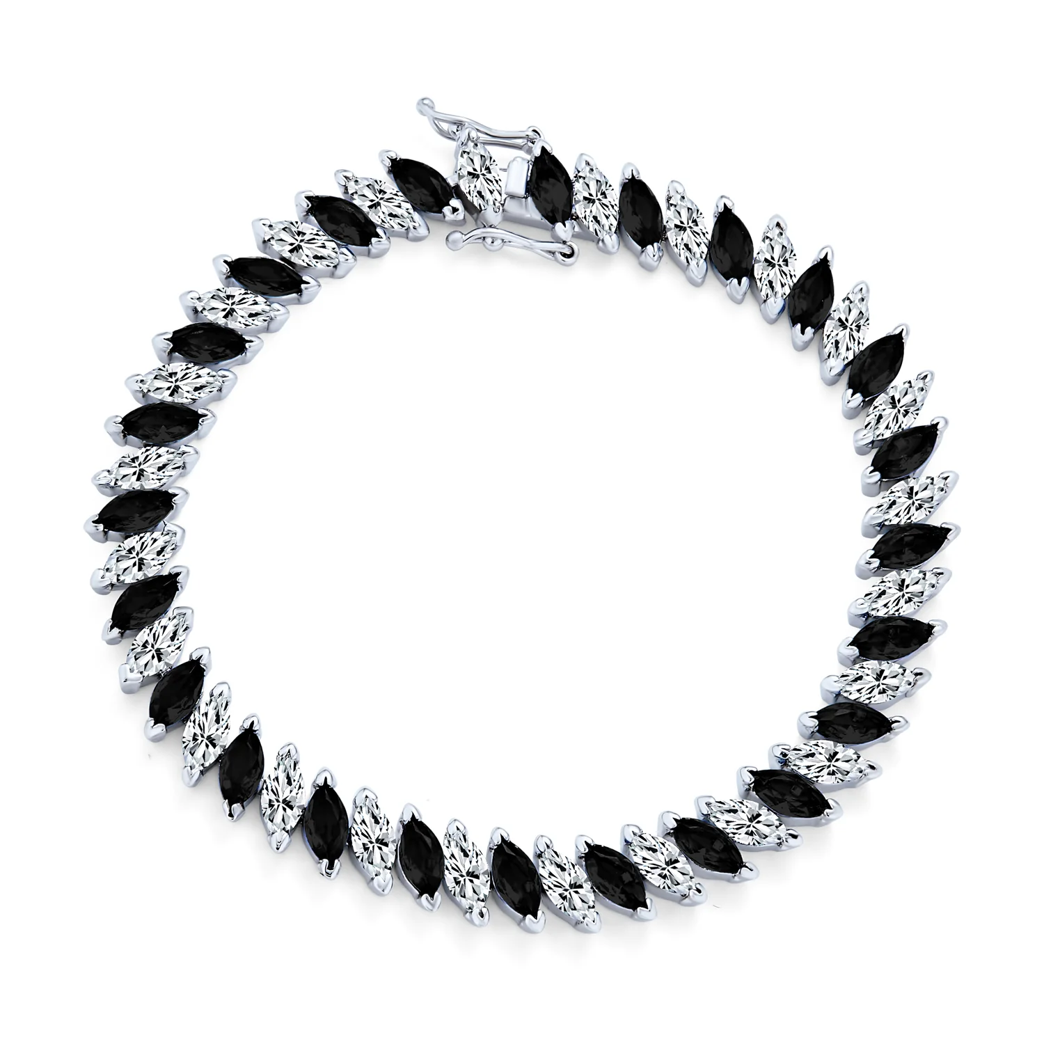 Alternating Marquise Shape Cubic Zirconia CZ 25 CTW Statement Tennis Bracelet - Image 4