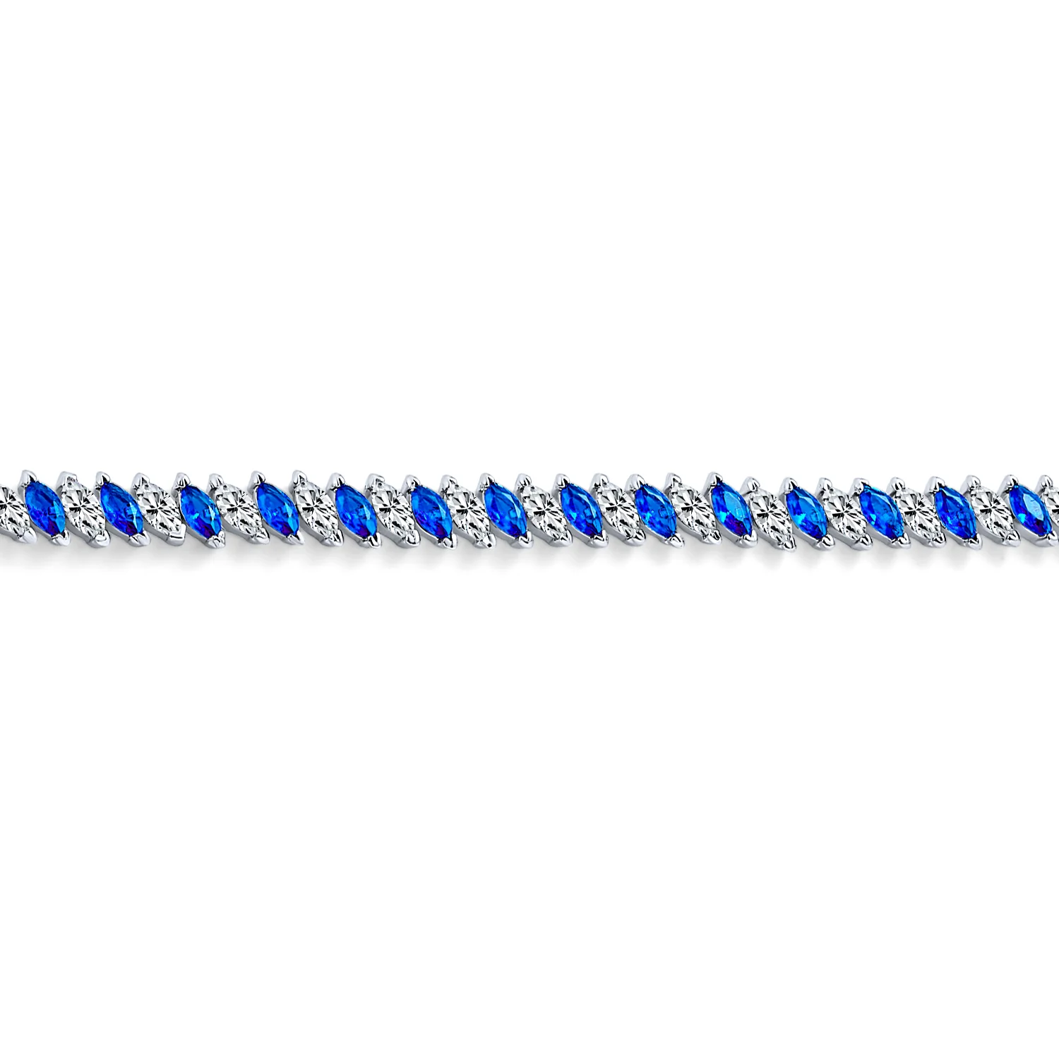 Alternating Marquise Shape Cubic Zirconia CZ 25 CTW Statement Tennis Bracelet - Image 7