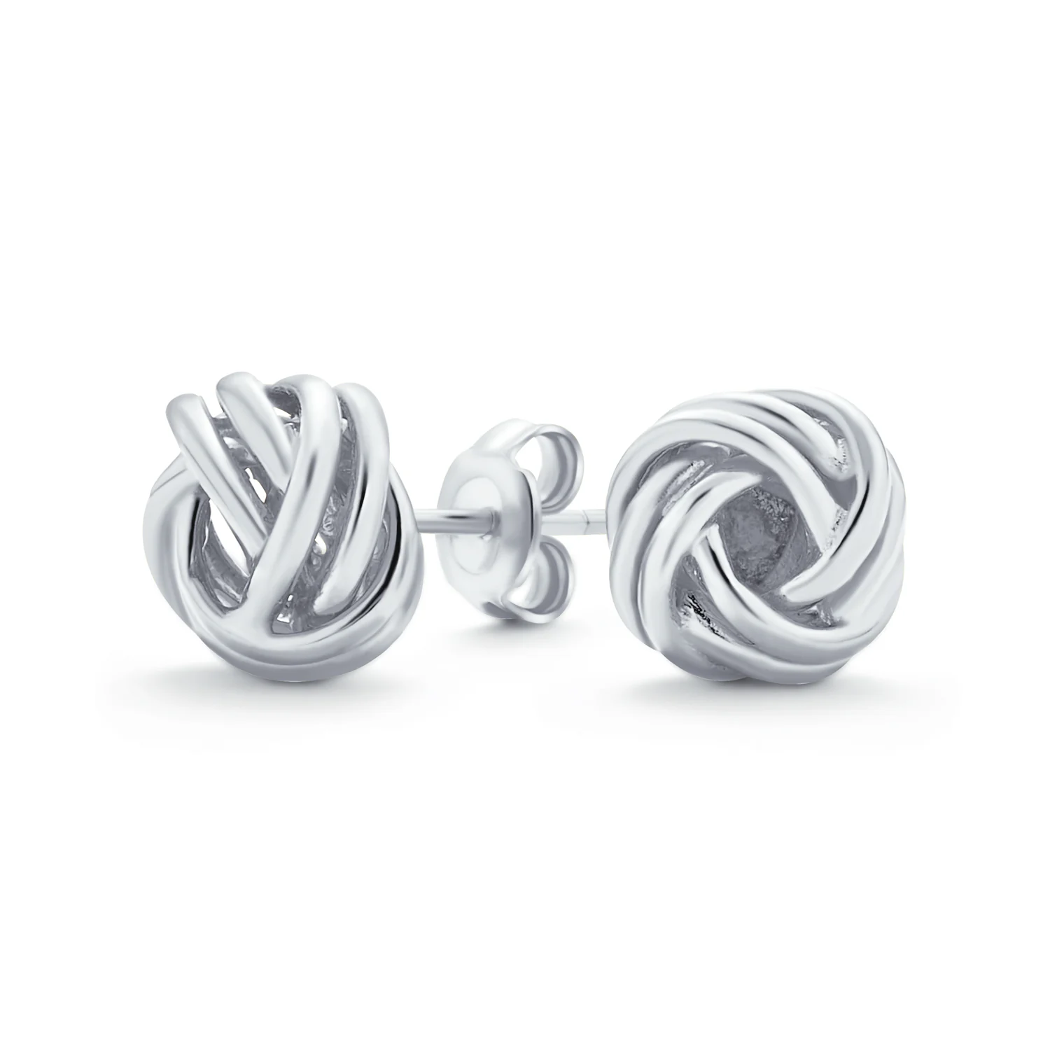Traditional Classic Round Woven Twisted Rope Cable Love Knot Ball Stud Earrings Rose Gold Plated .925 Sterling Silver