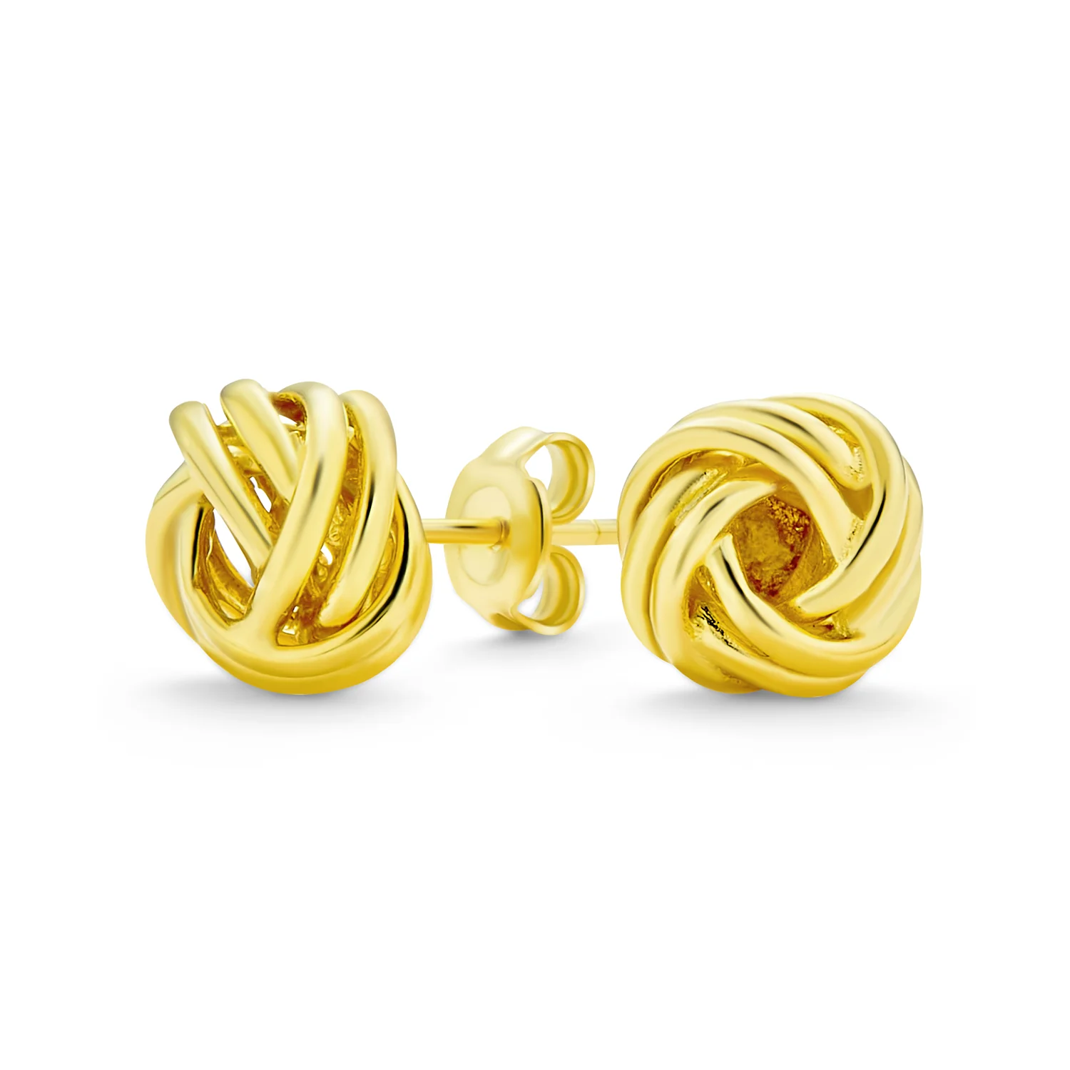 Traditional Classic Round Woven Twisted Rope Cable Love Knot Ball Stud Earrings Rose Gold Plated .925 Sterling Silver - Image 2