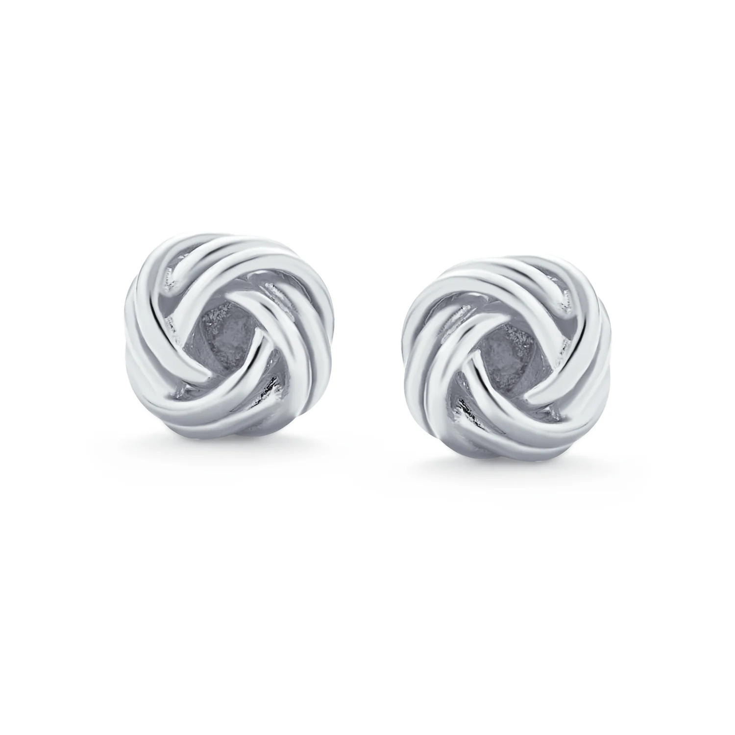Traditional Classic Round Woven Twisted Rope Cable Love Knot Ball Stud Earrings Rose Gold Plated .925 Sterling Silver - Image 4