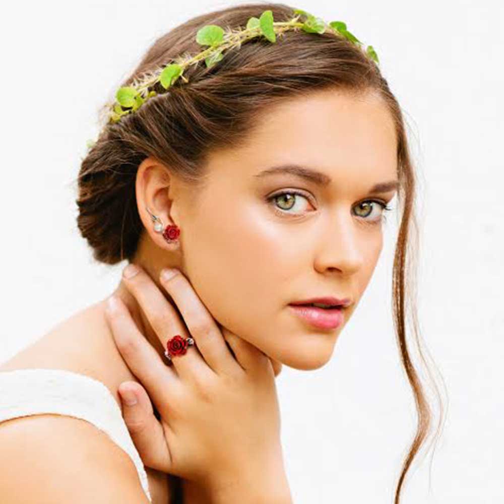 White Freshwater Cultured Pearl 3D Pink Rose Flower Climbers Crawlers Earrings .925 Sterling Silver - Image 10