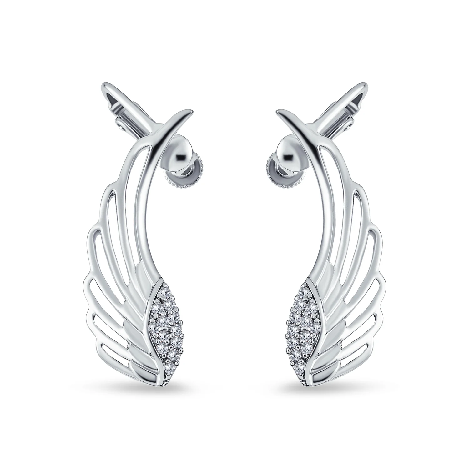 Trendy Angel Wing Feather Ear Cuff Cartilage Earrings Rose Gold Silver Plated - Image 4