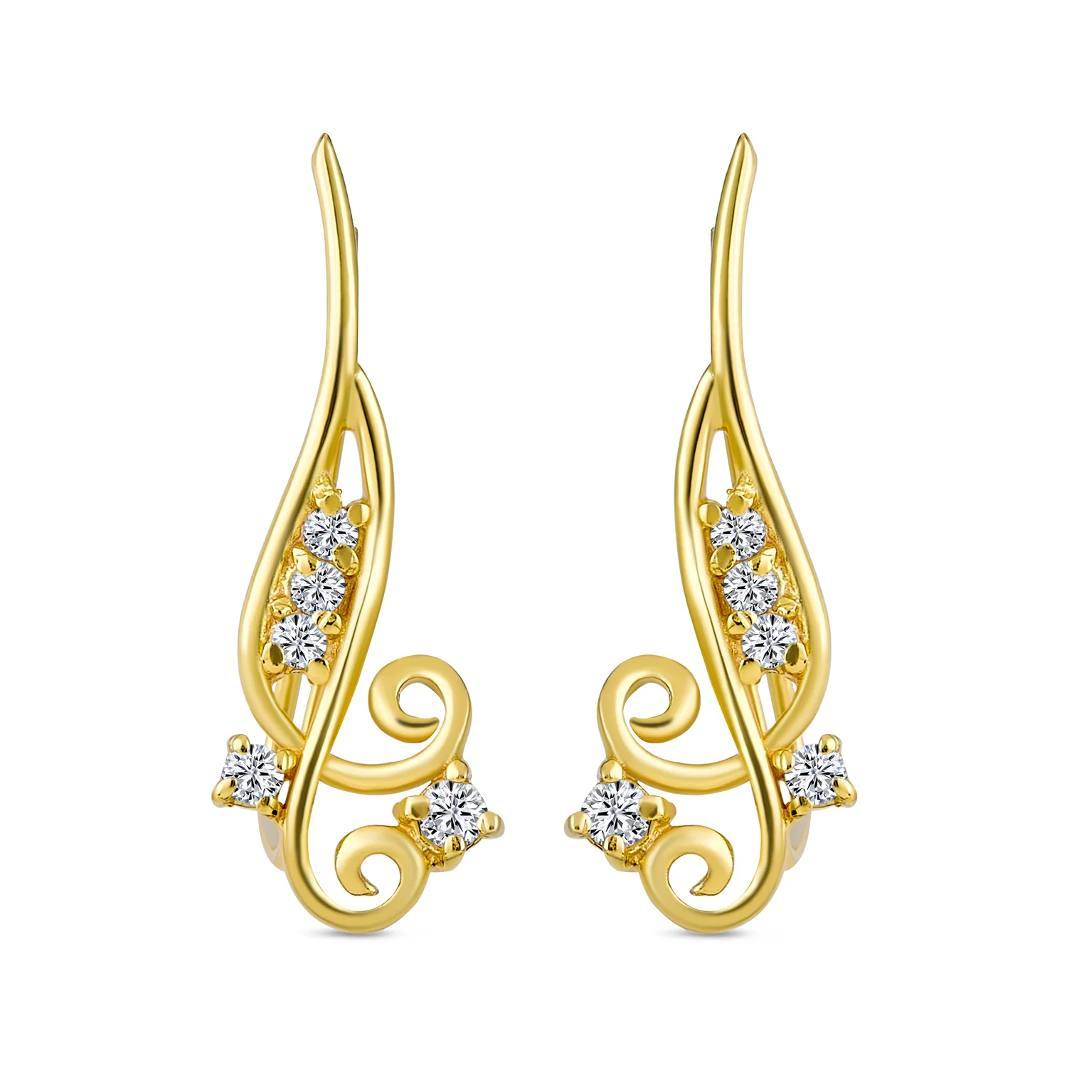 Trendy Scroll Swirl Ear Cuff Cartilage Earrings 14K Gold Plated Sterling Silver - Image 4