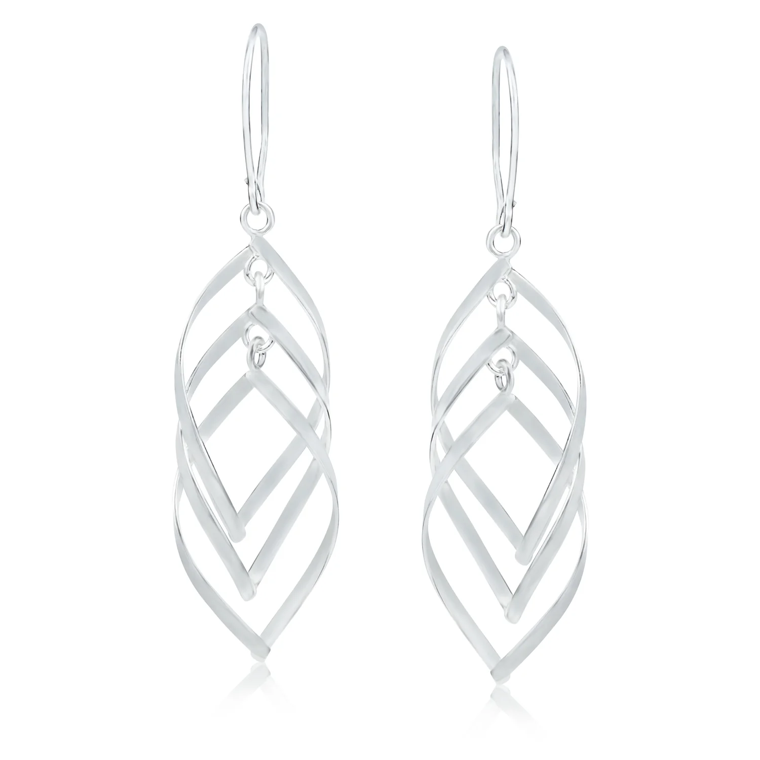 Trendy Swirl Wire Boho Dangle Earrings Multi Teardrop Layer Sterling Silver - Image 2