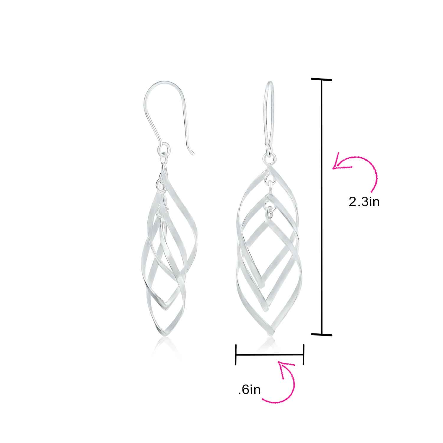 Trendy Swirl Wire Boho Dangle Earrings Multi Teardrop Layer Sterling Silver - Image 4