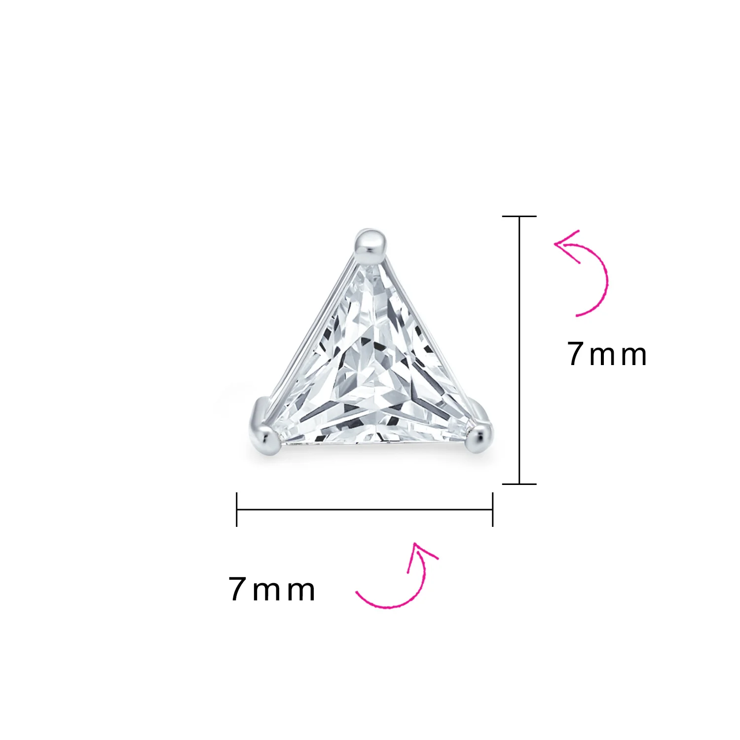 Triangle CZ Stud Earrings for Men, Yellow Gold Sterling Silver, 3 Prong Set - Image 13