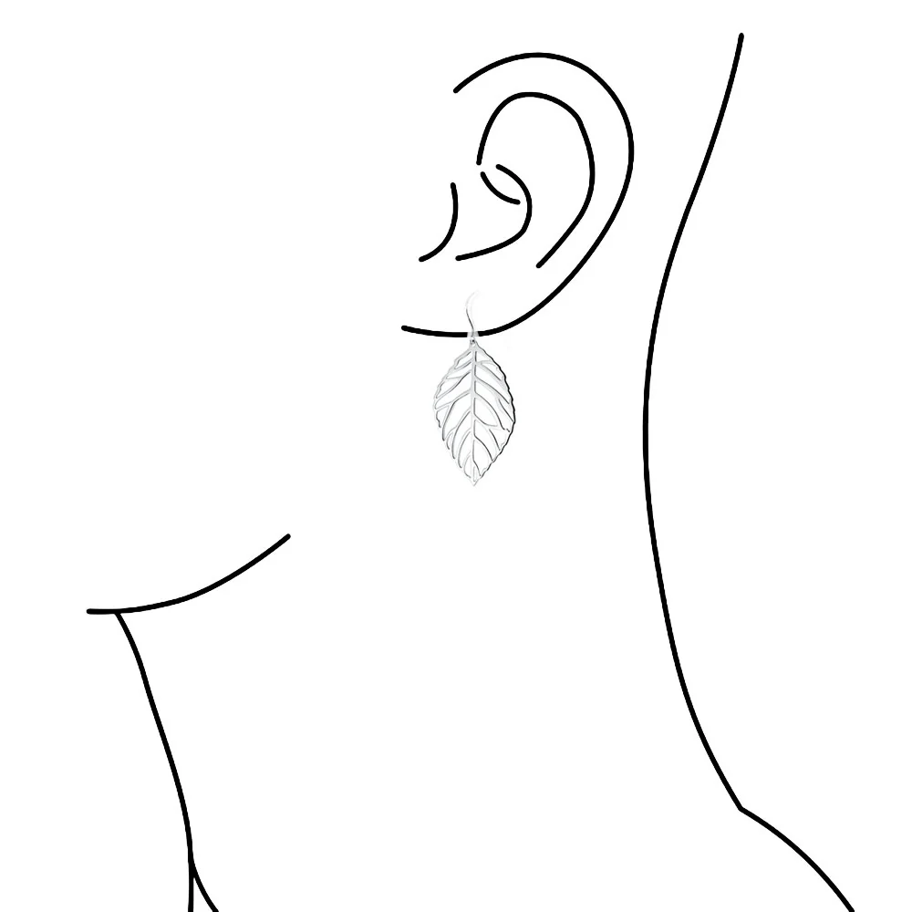 Tribal Boho Lightweight Leaf Feather Dangle Earrings  Sterling Silver Jewelry - Image 2