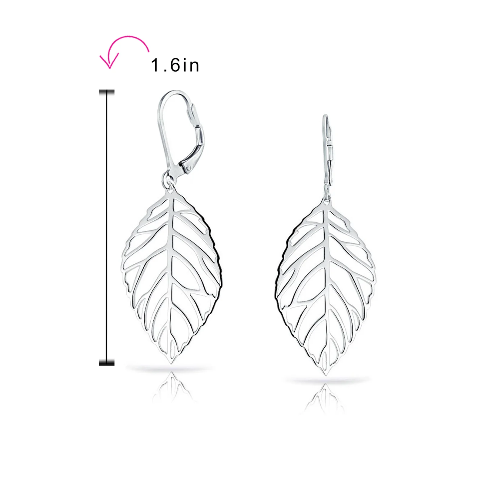 Tribal Boho Lightweight Leaf Feather Dangle Earrings  Sterling Silver Jewelry - Image 4