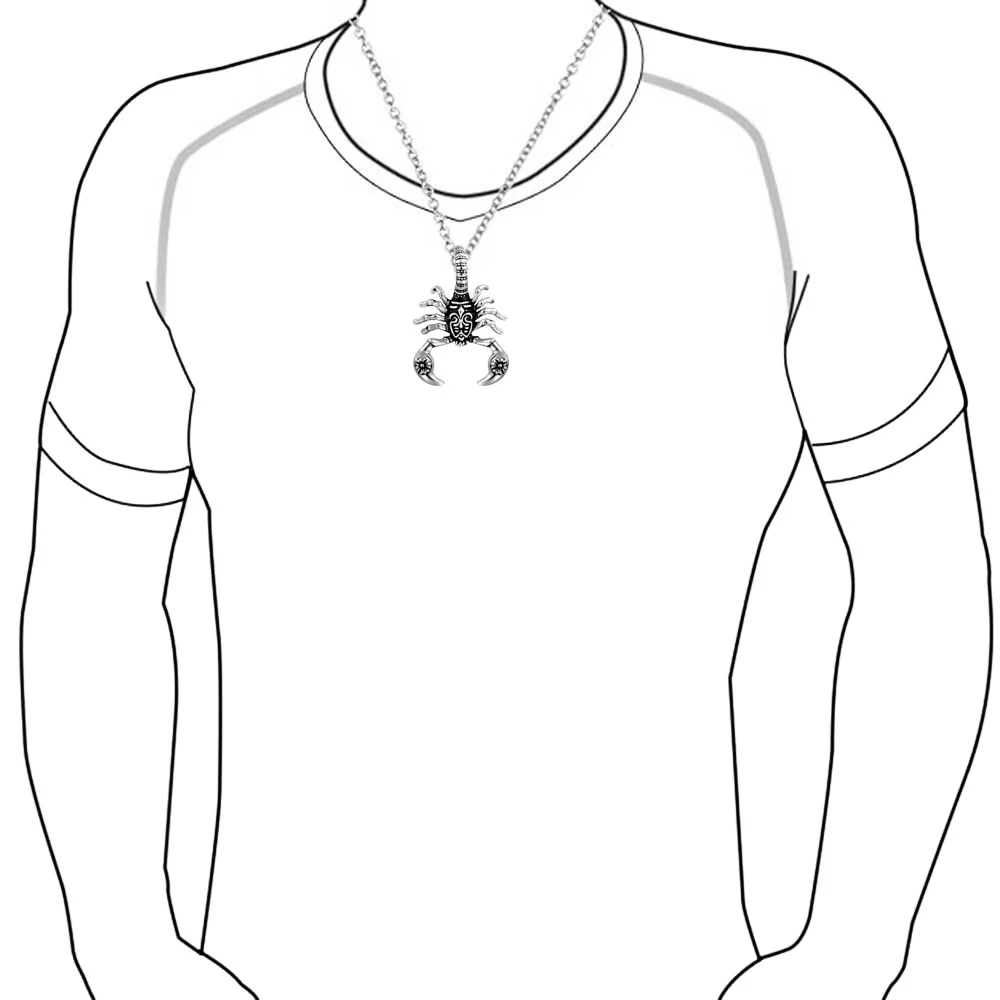 Tribal Zodiac Scorpion Necklace Stainless Steel Oxidized Black 20 Inches - Image 4