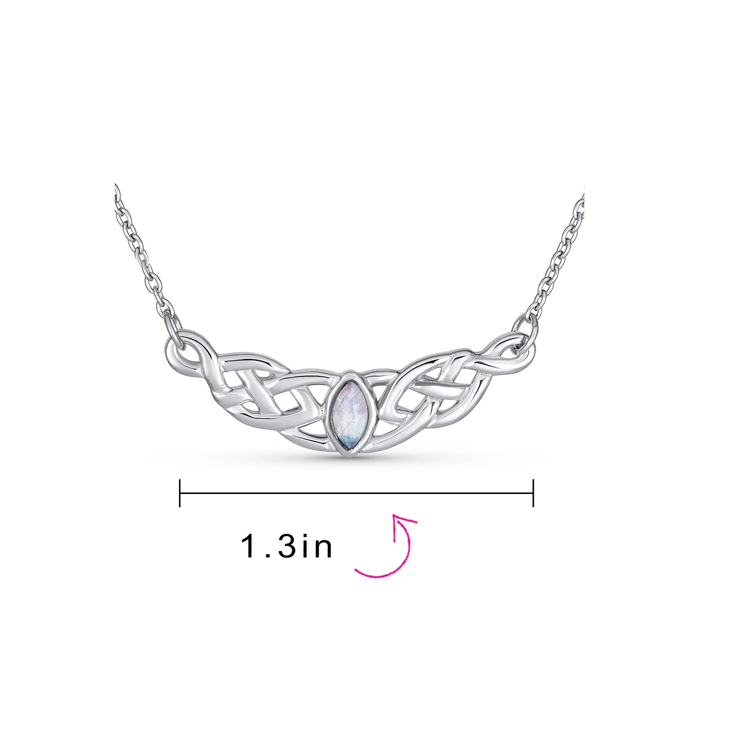 Traditional Irish Celtic Trinity Collar Necklace with Color Changing Moonstone - Image 4
