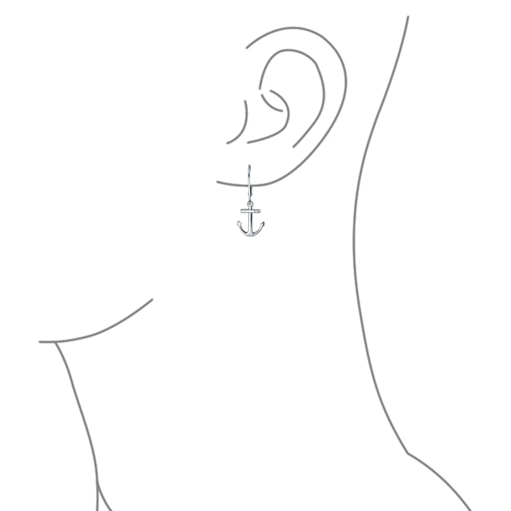 Tropical Beach Anchor Leverback Dangle Earrings 14K Gold Plated Sterling Silver - Image 5