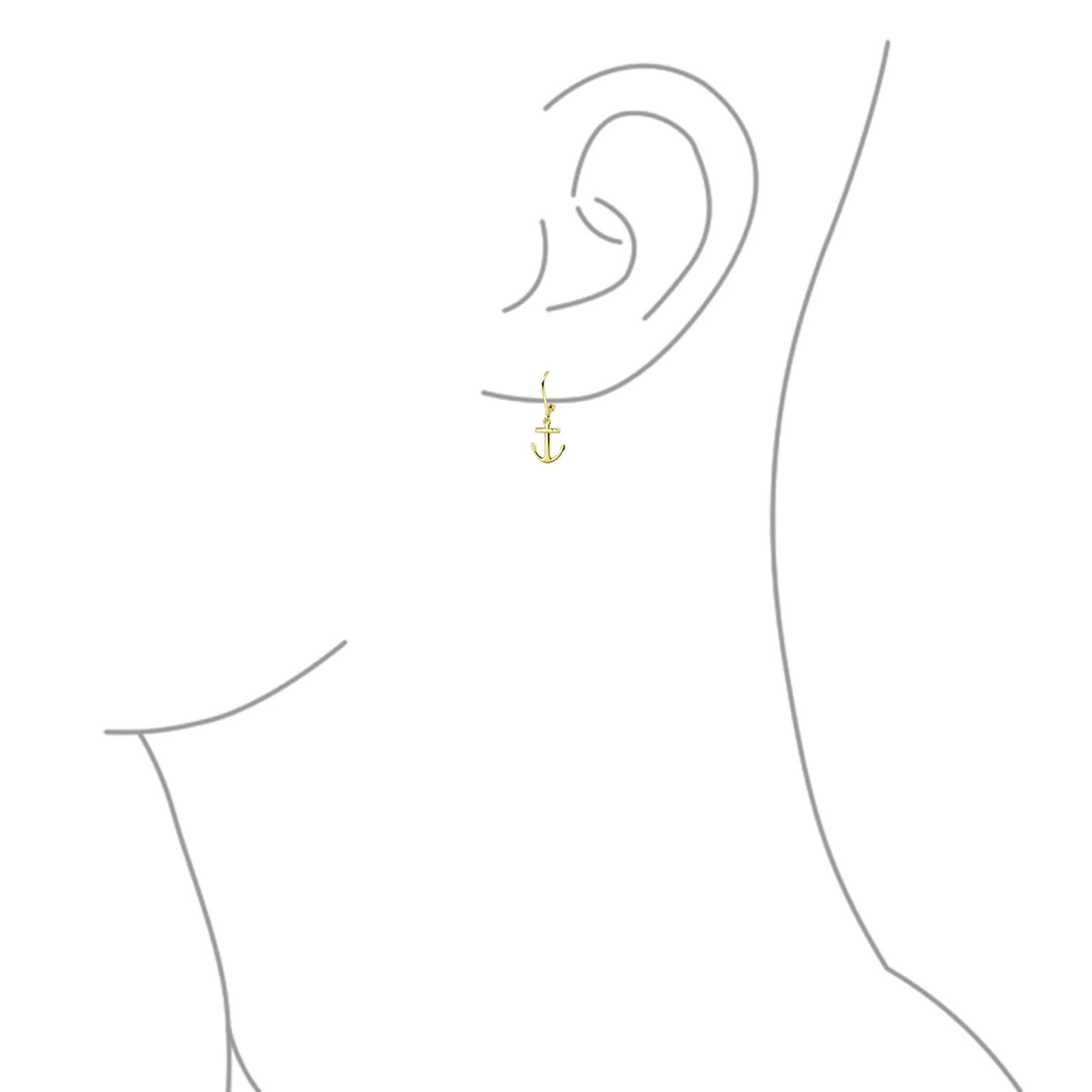 Tropical Beach Anchor Leverback Dangle Earrings 14K Gold Plated Sterling Silver - Image 7