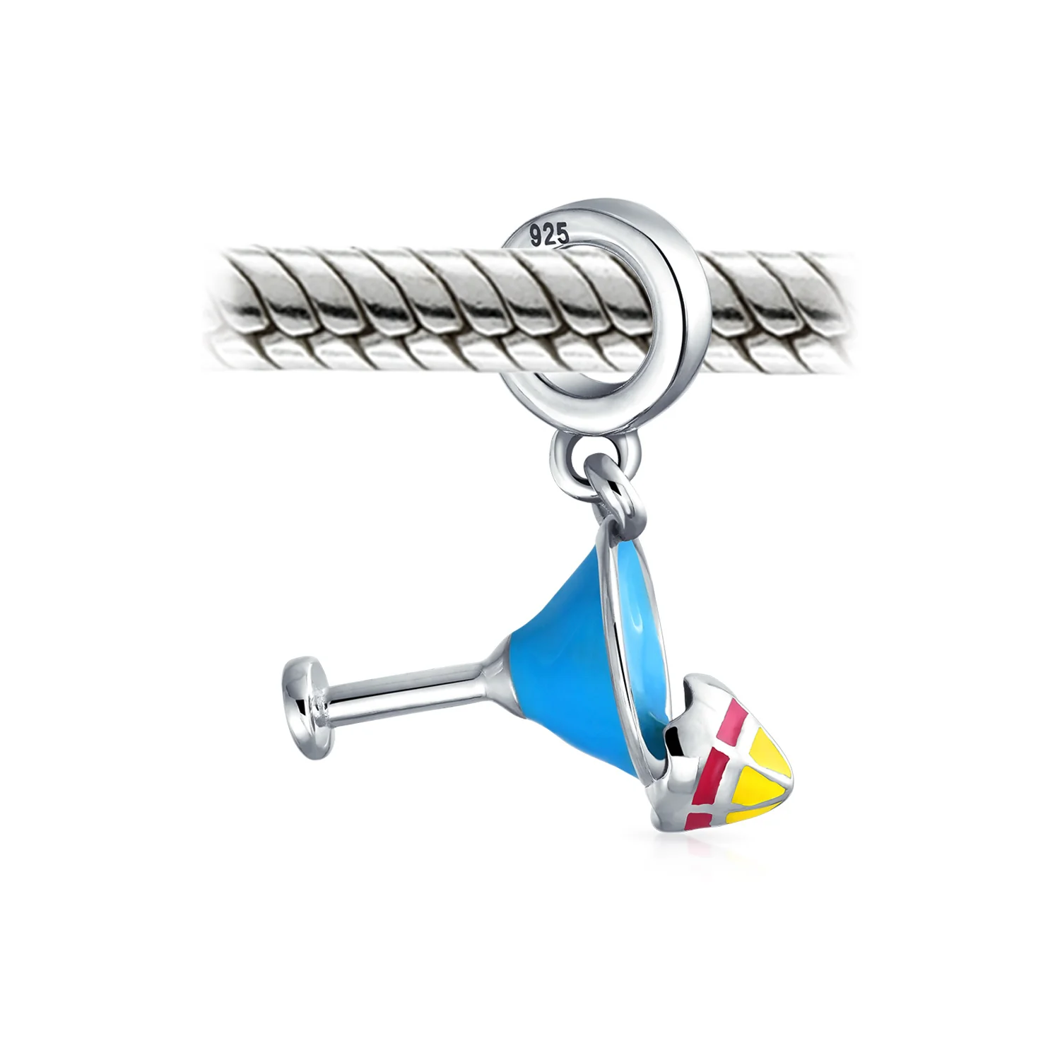 Set of 2 Tropical Umbrella Drink Glass Dangle Charm Bead Enamel Oxidized Silver - Image 5
