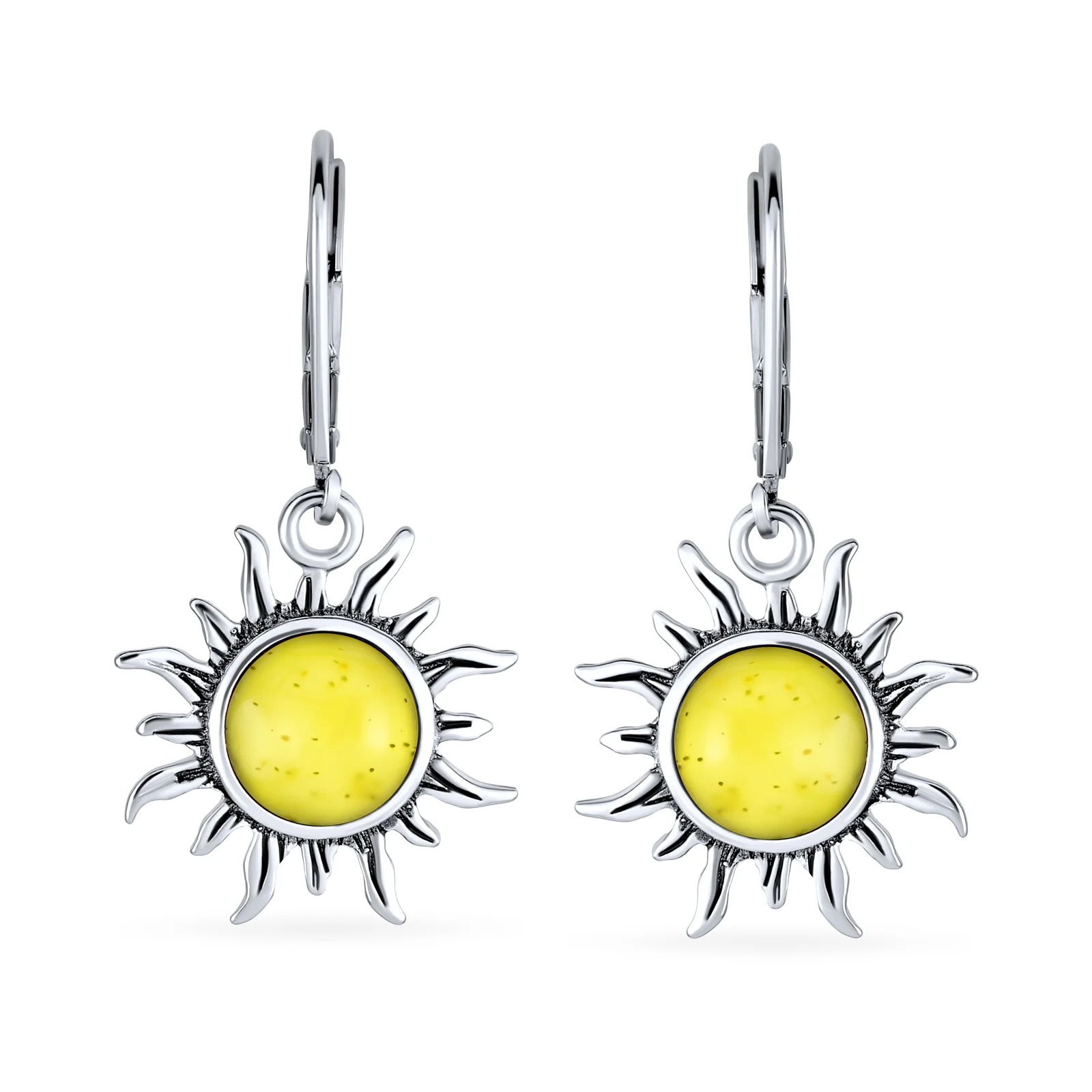 Tropical Honeymoon Dangle Gemstone Earrings with Amber and Sterling Silver - Image 2
