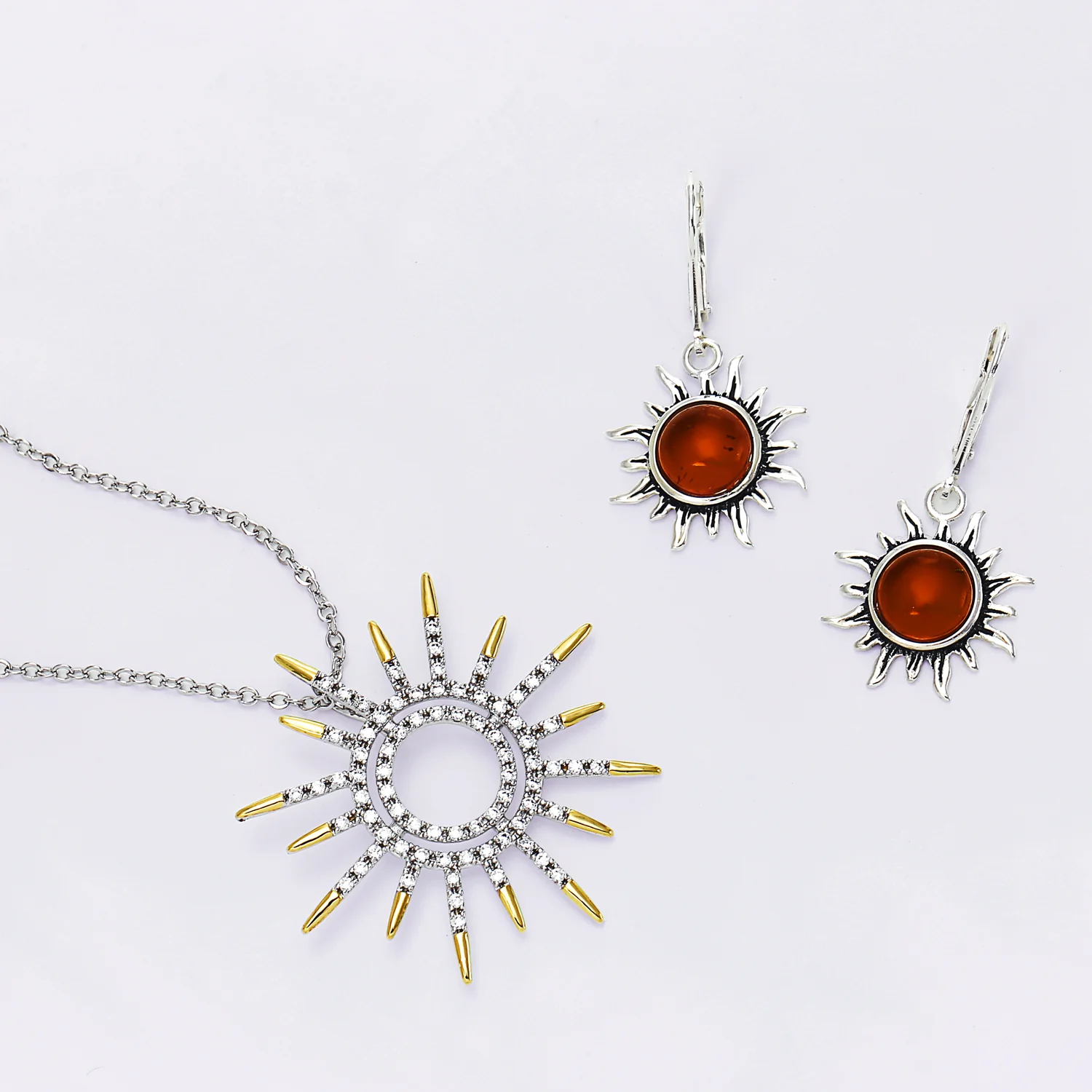 Tropical Honeymoon Dangle Gemstone Earrings with Amber and Sterling Silver - Image 9