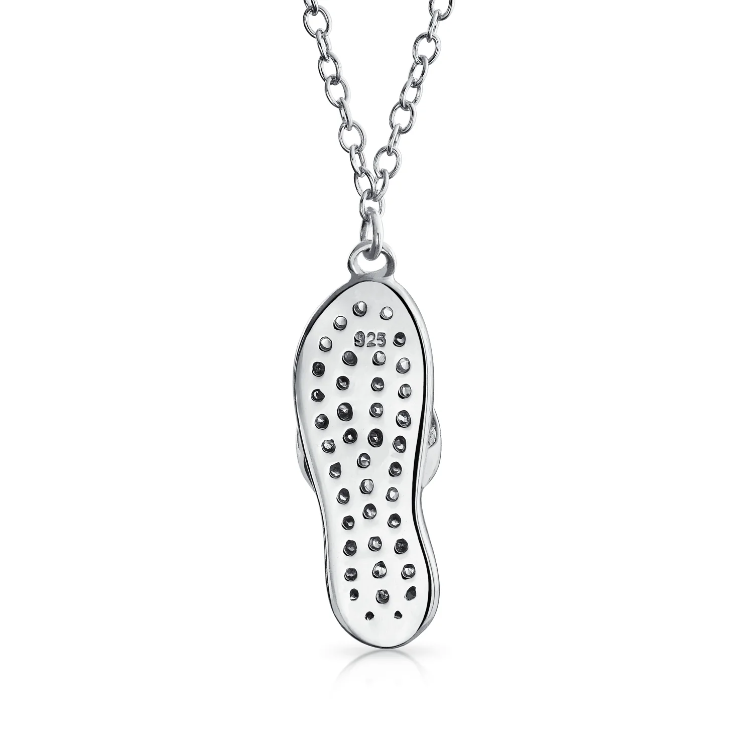 Tropical Nautical CZ Flip Flop Sandal Pendant Necklace 14K Gold Plated Silver - Image 4
